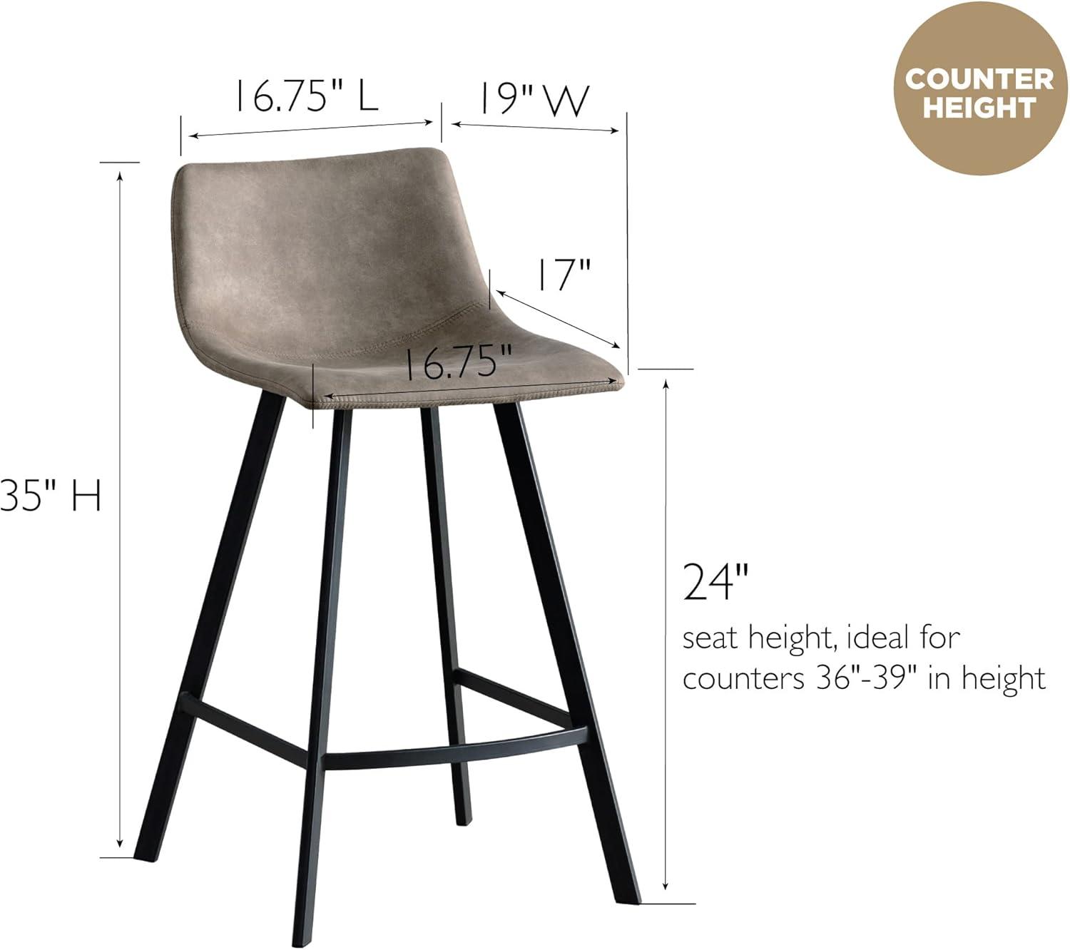 imageLeick Home 10136BLGR Upholstered Steel Base Microfiber Counter Stool Set of 2 for Kitchen Counters and Islands Dapple Gray and Matte Black