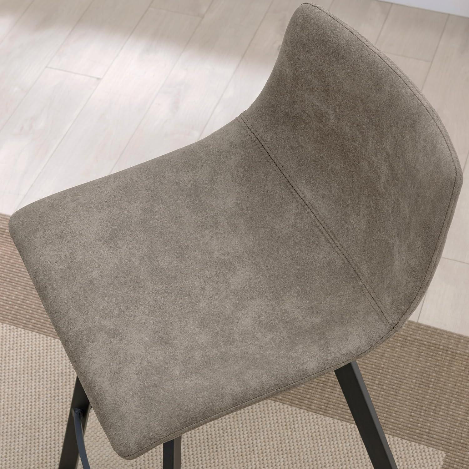 imageLeick Home 10136BLGR Upholstered Steel Base Microfiber Counter Stool Set of 2 for Kitchen Counters and Islands Dapple Gray and Matte Black