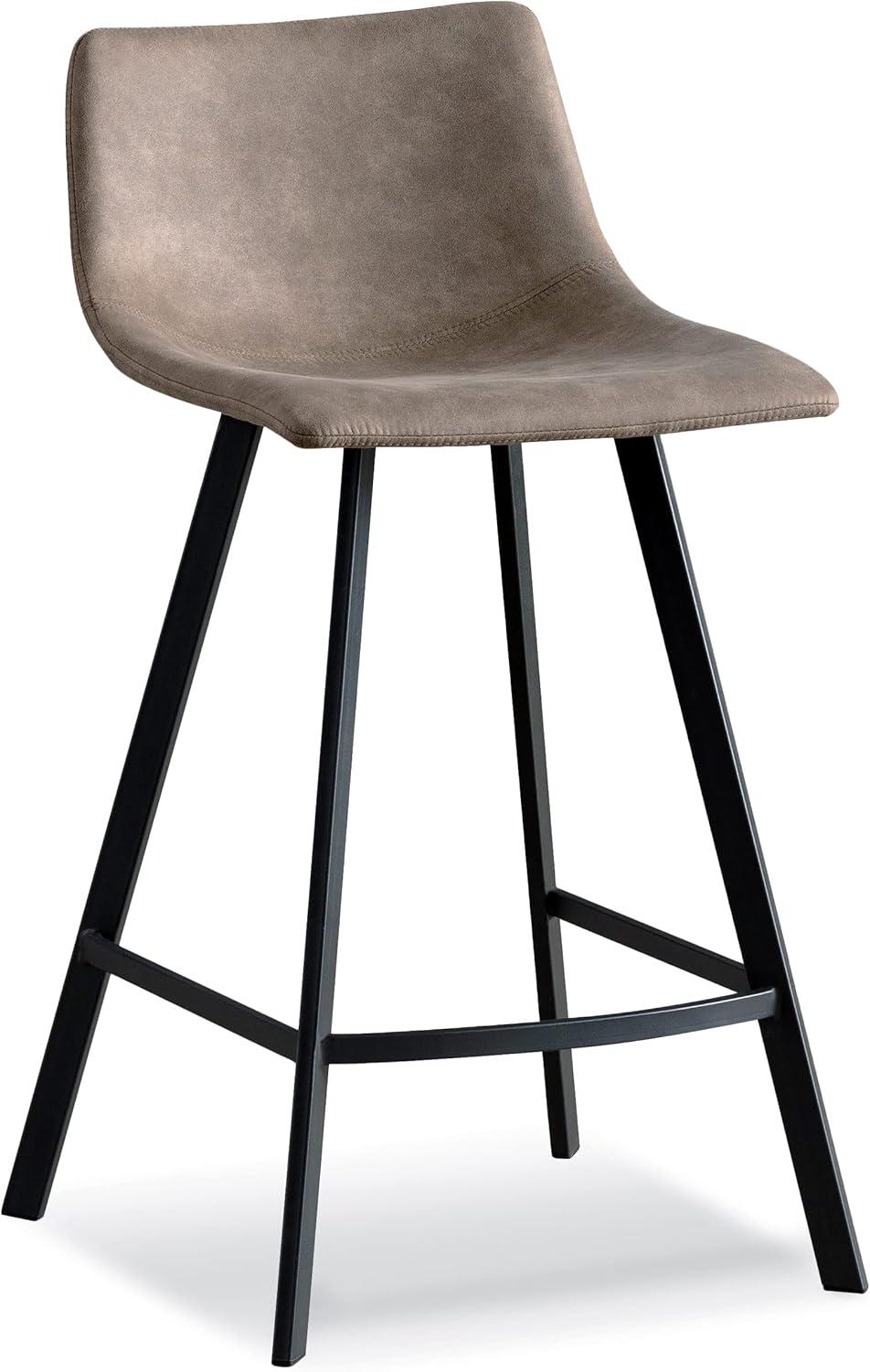imageLeick Home 10136BLGR Upholstered Steel Base Microfiber Counter Stool Set of 2 for Kitchen Counters and Islands Dapple Gray and Matte Black