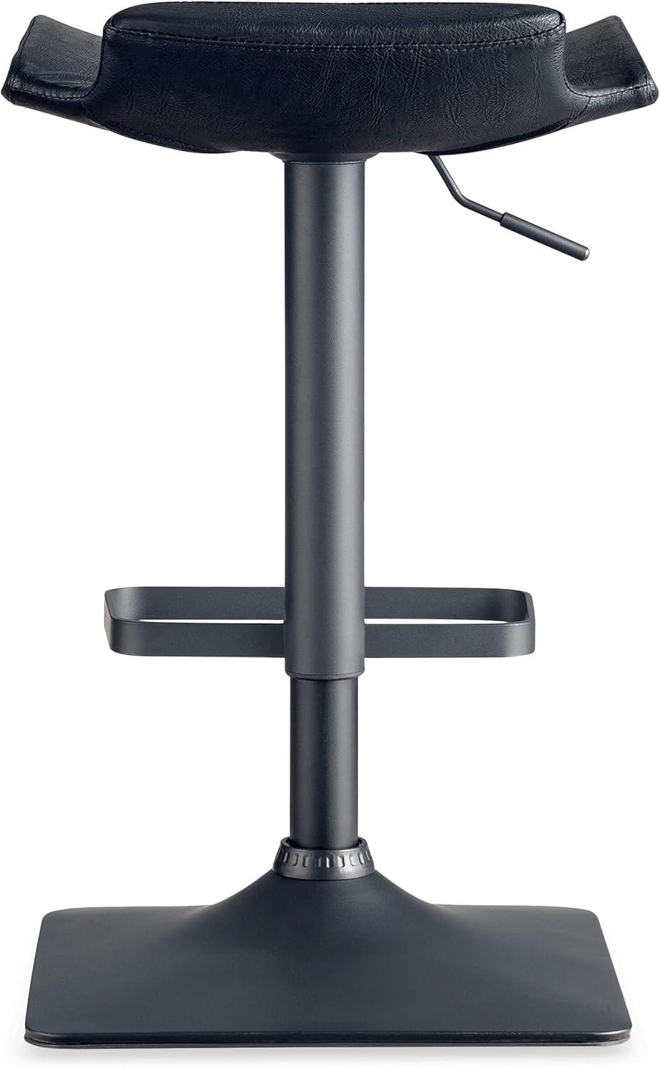 imageLeick Home 10138BL Adjustable Height Swivel Stool with Matte Black Base Set of 2 Black