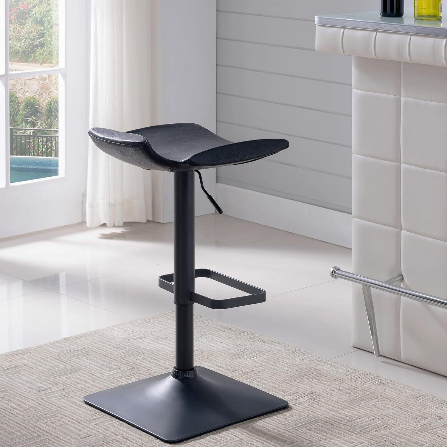 imageLeick Home 10138BL Adjustable Height Swivel Stool with Matte Black Base Set of 2 Black