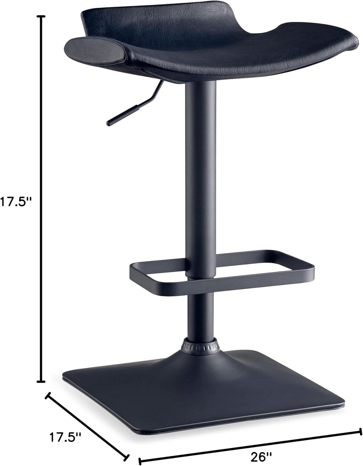 imageLeick Home 10138BL Adjustable Height Swivel Stool with Matte Black Base Set of 2 Black