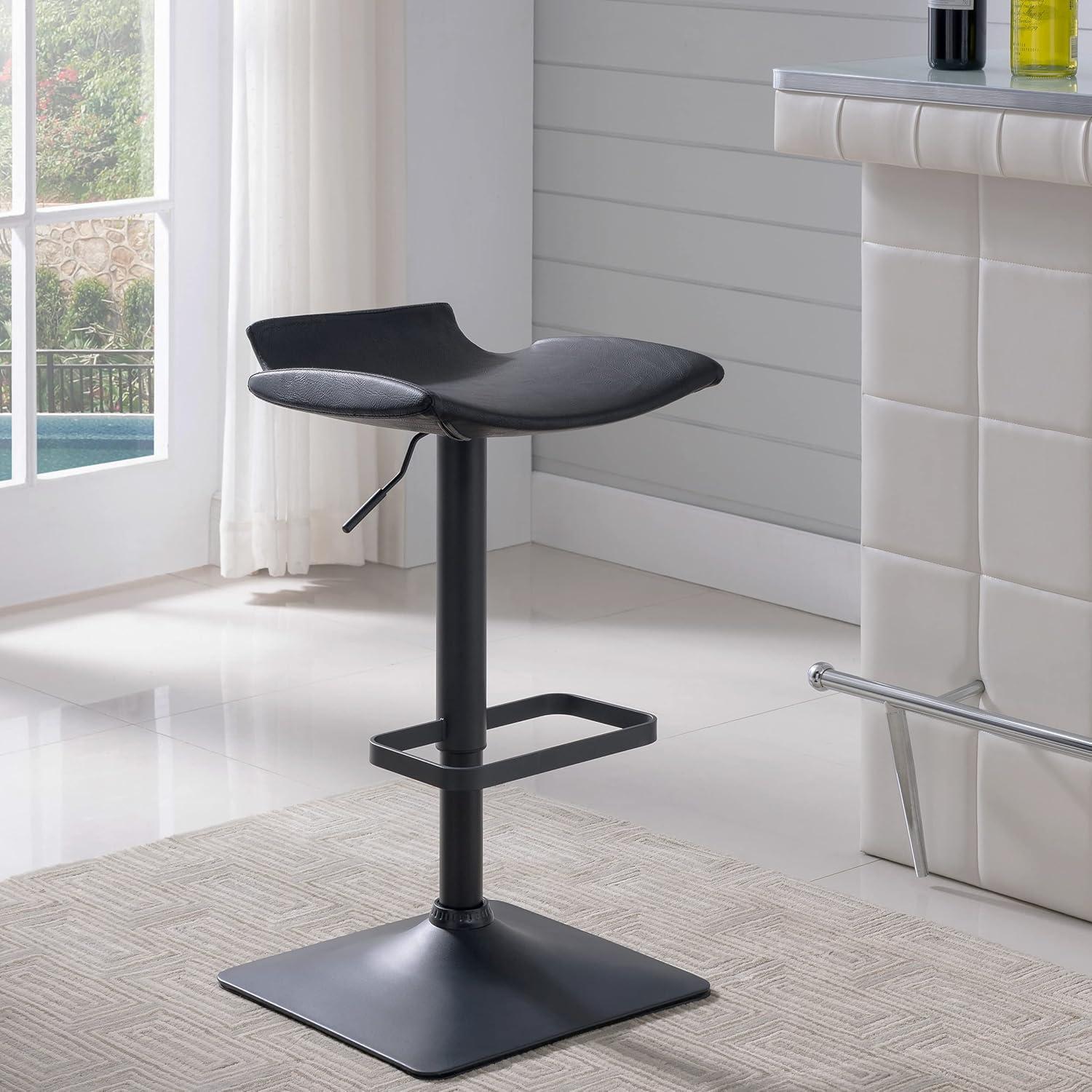 imageLeick Home 10138BL Adjustable Height Swivel Stool with Matte Black Base Set of 2 Black