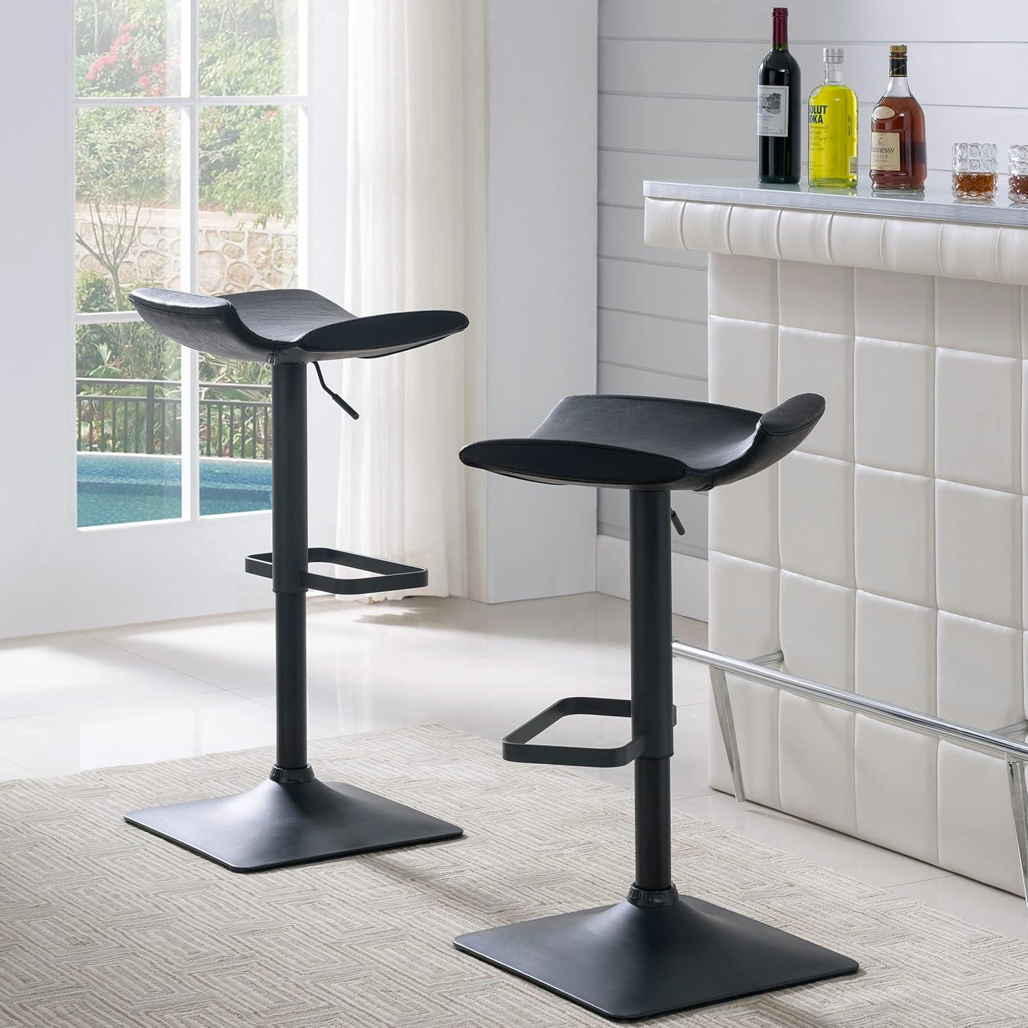 imageLeick Home 10138BL Adjustable Height Swivel Stool with Matte Black Base Set of 2 Black