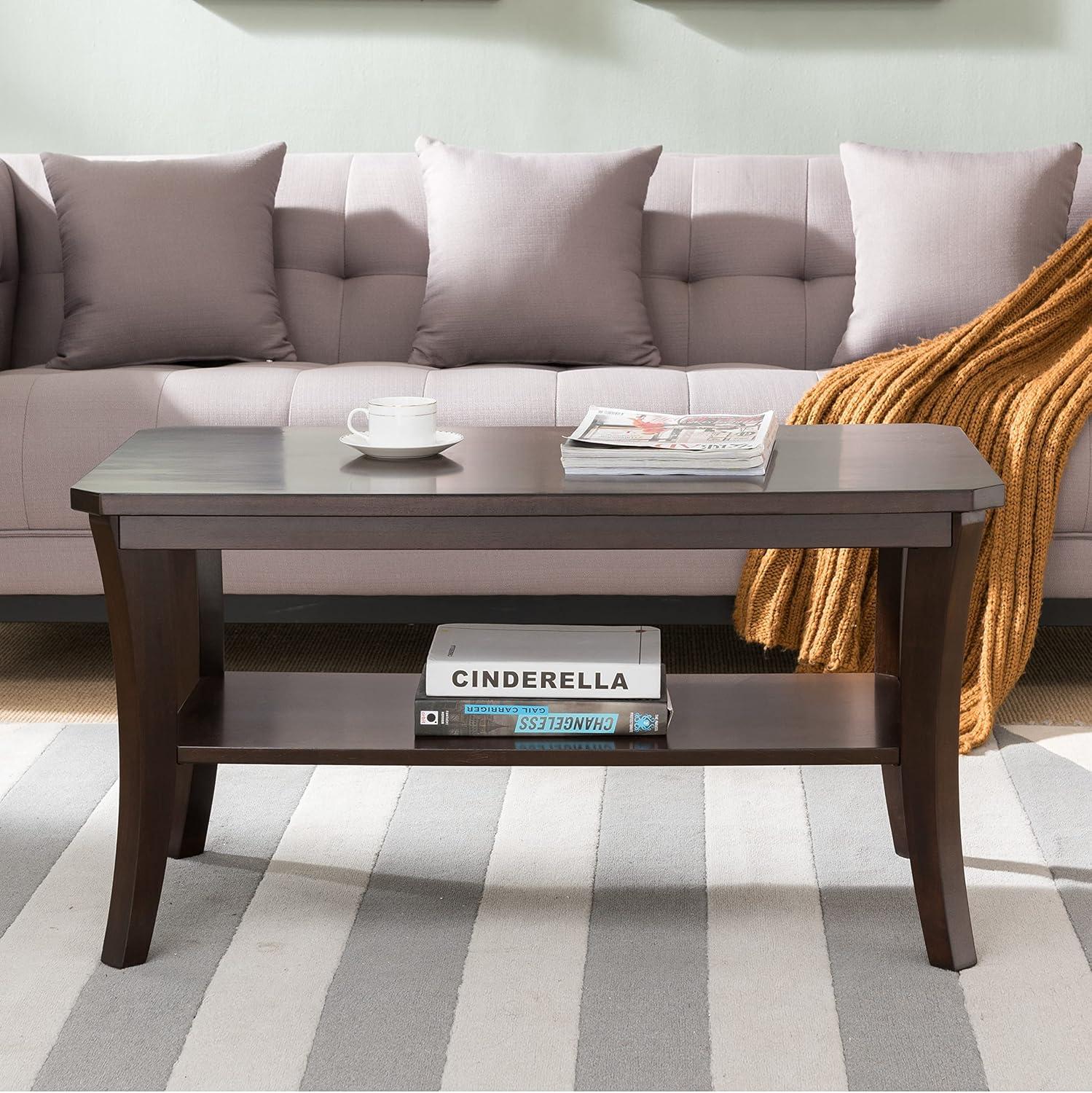 imageLeick Home 10303 Boa CondoApartment Coffee Table with Shelf Chocolate Oak