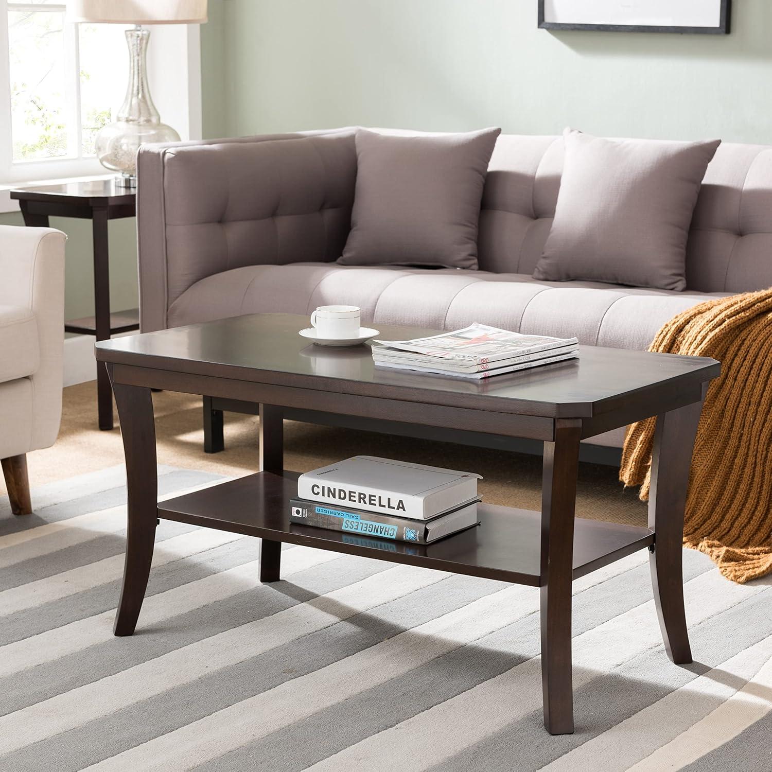 imageLeick Home 10303 Boa CondoApartment Coffee Table with Shelf Chocolate Oak