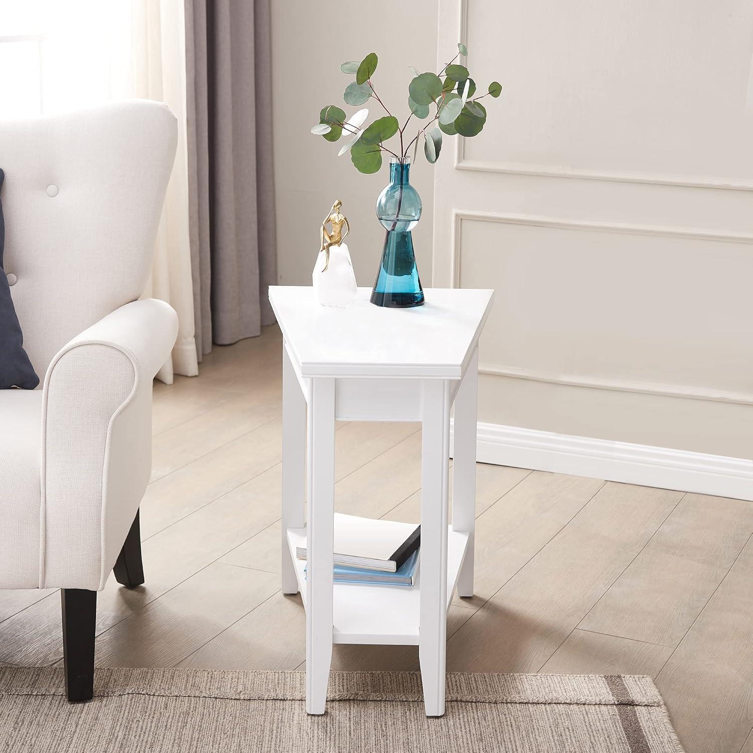 imageLeick Home 10502WT Laurent Recliner Wedge Table with Shelf White