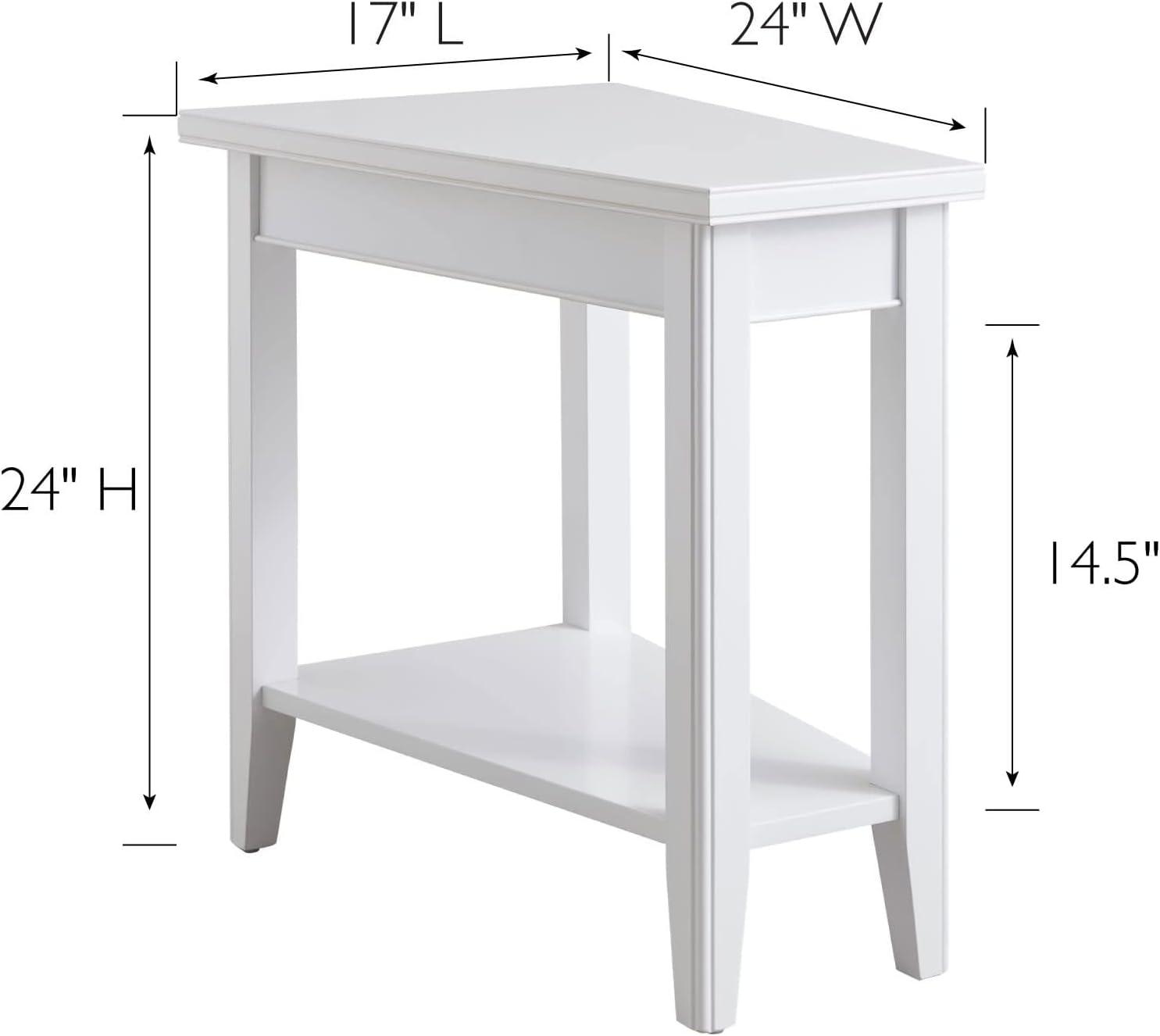 imageLeick Home 10502WT Laurent Recliner Wedge Table with Shelf White
