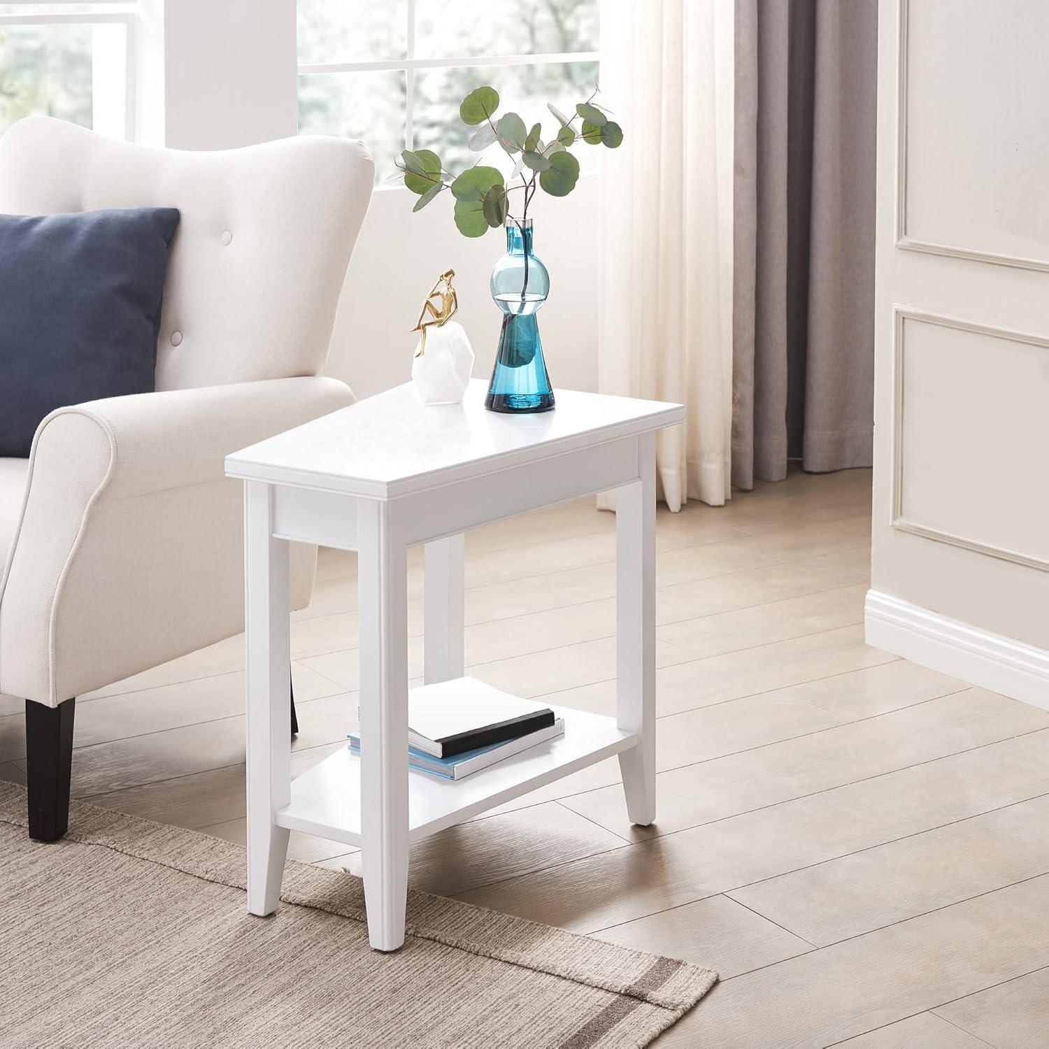 imageLeick Home 10502WT Laurent Recliner Wedge Table with Shelf White