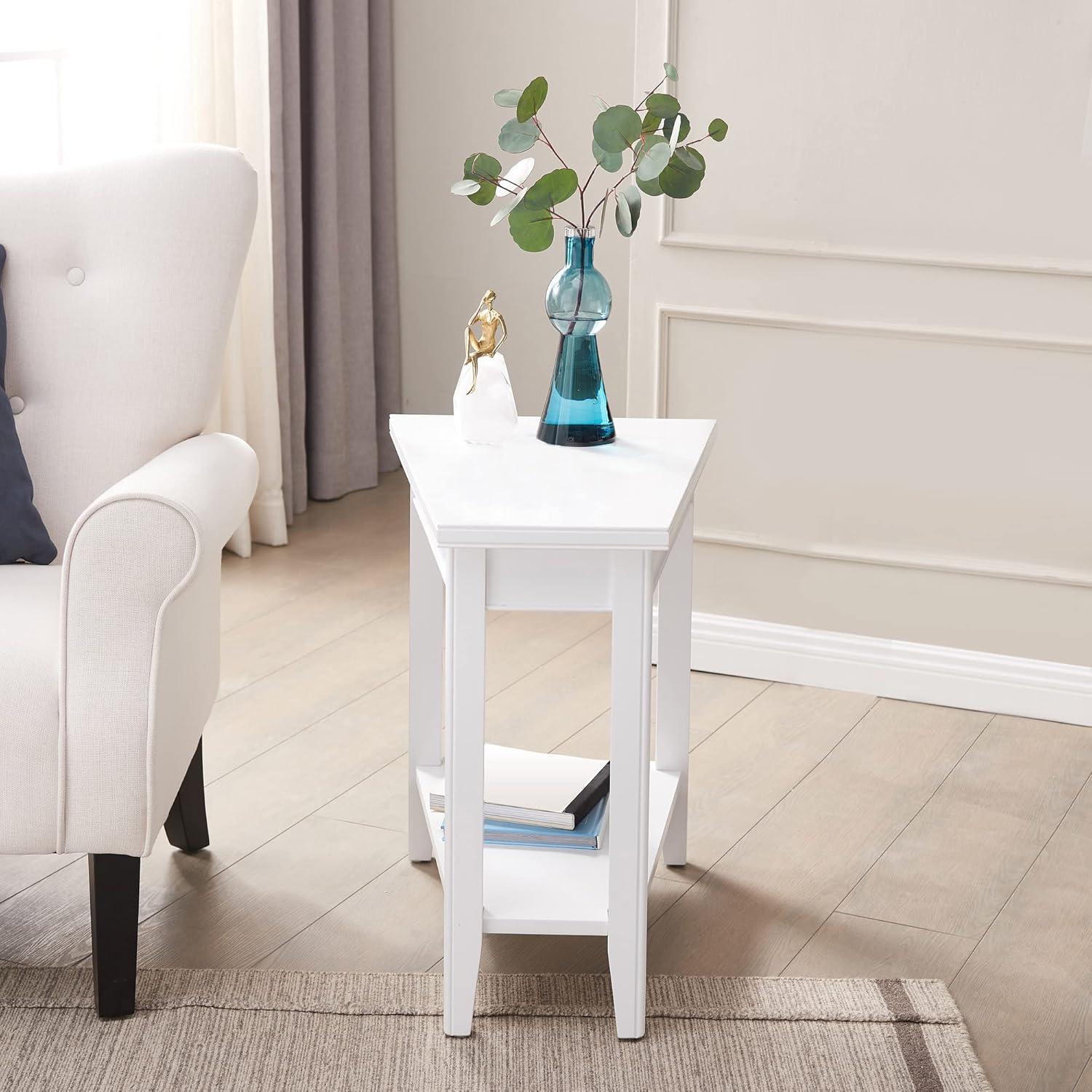 imageLeick Home 10502WT Laurent Recliner Wedge Table with Shelf White