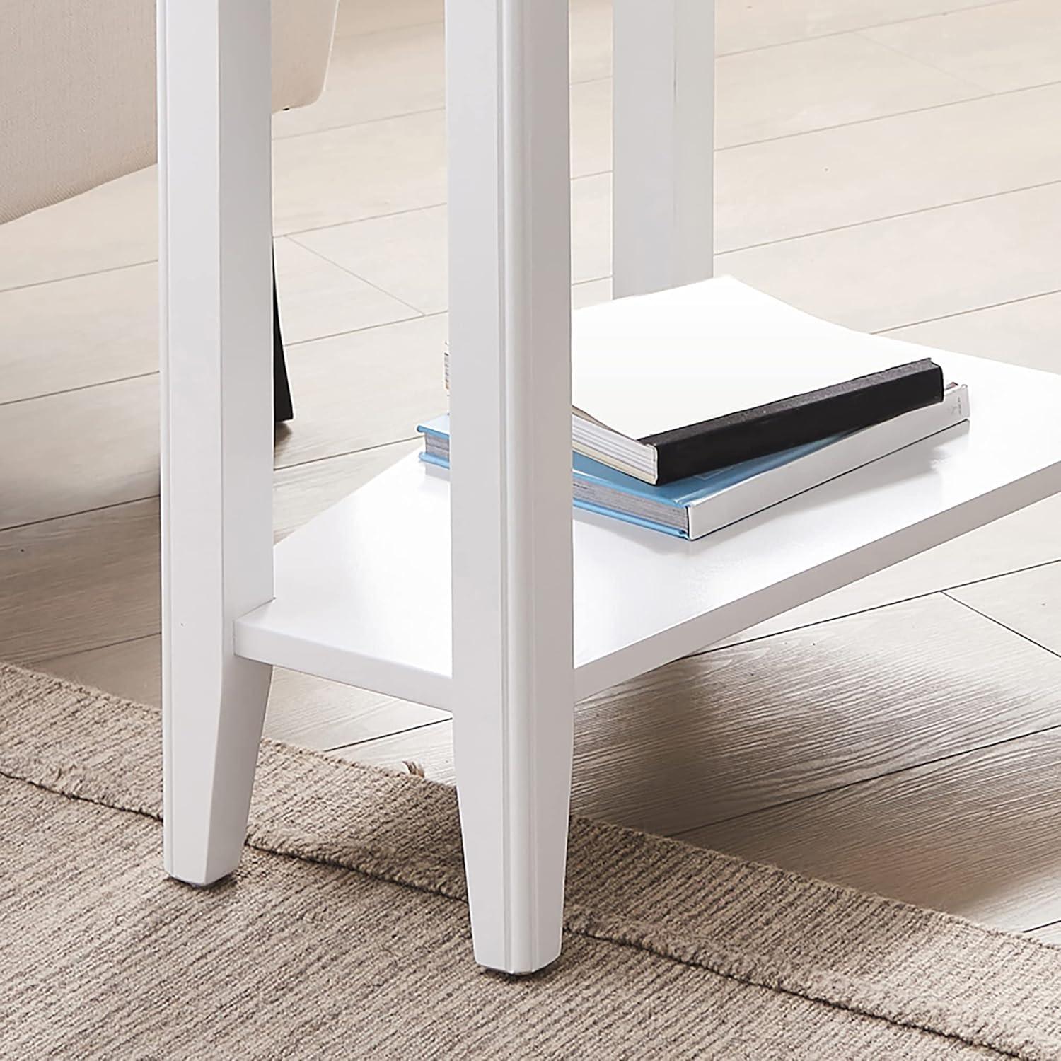 imageLeick Home 10502WT Laurent Recliner Wedge Table with Shelf White