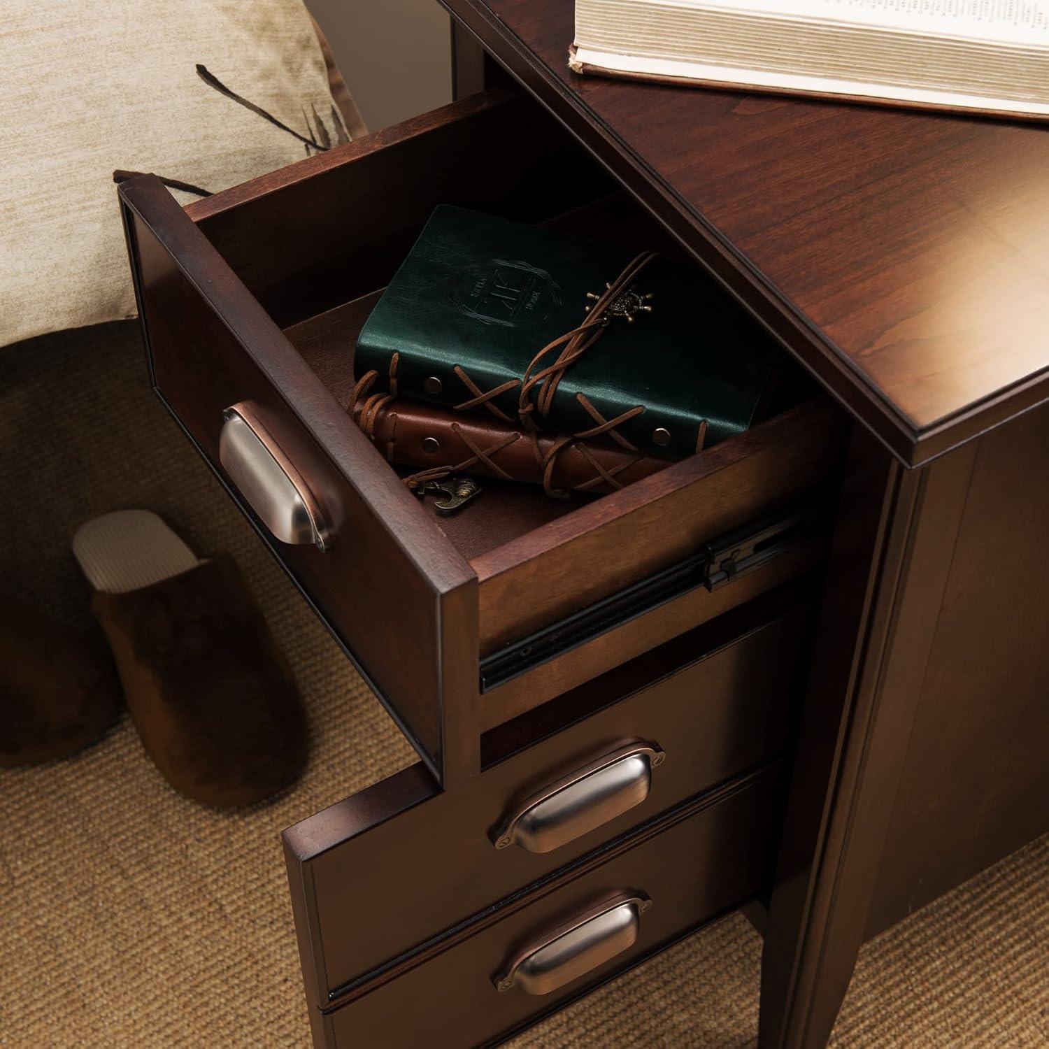 imageLeick Home 10508 Laurent Cabinet End Table with Top Drawer Door and 2plug ACUSB Outlet Chocolate Cherry