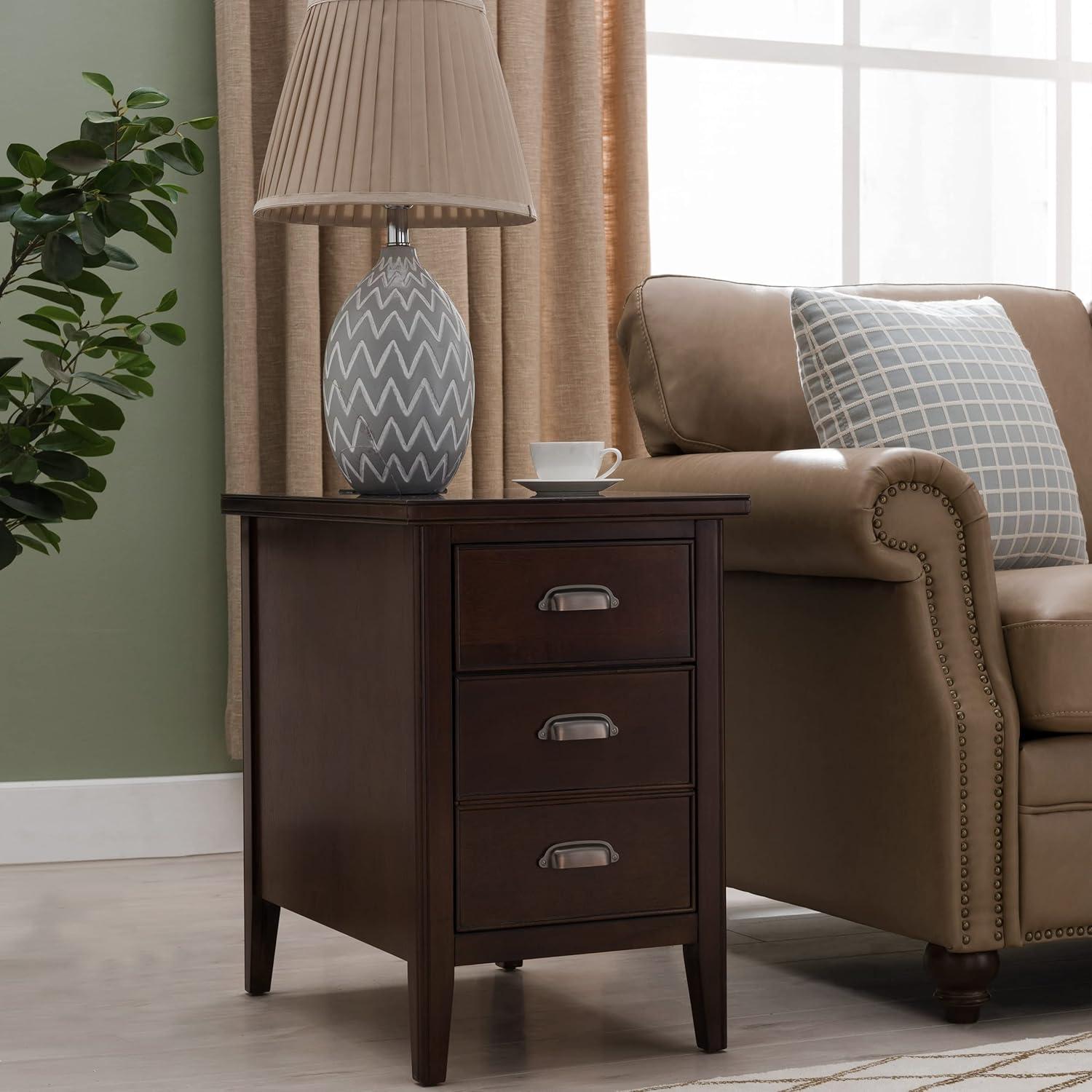 imageLeick Home 10508 Laurent Cabinet End Table with Top Drawer Door and 2plug ACUSB Outlet Chocolate Cherry