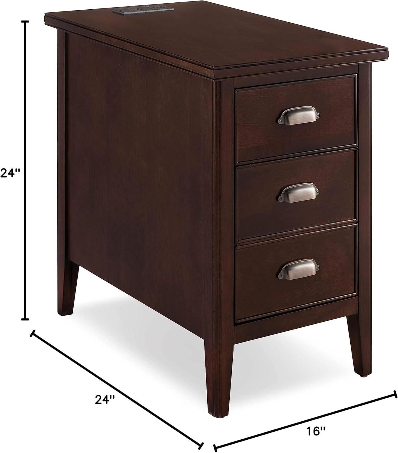 imageLeick Home 10508 Laurent Cabinet End Table with Top Drawer Door and 2plug ACUSB Outlet Chocolate Cherry