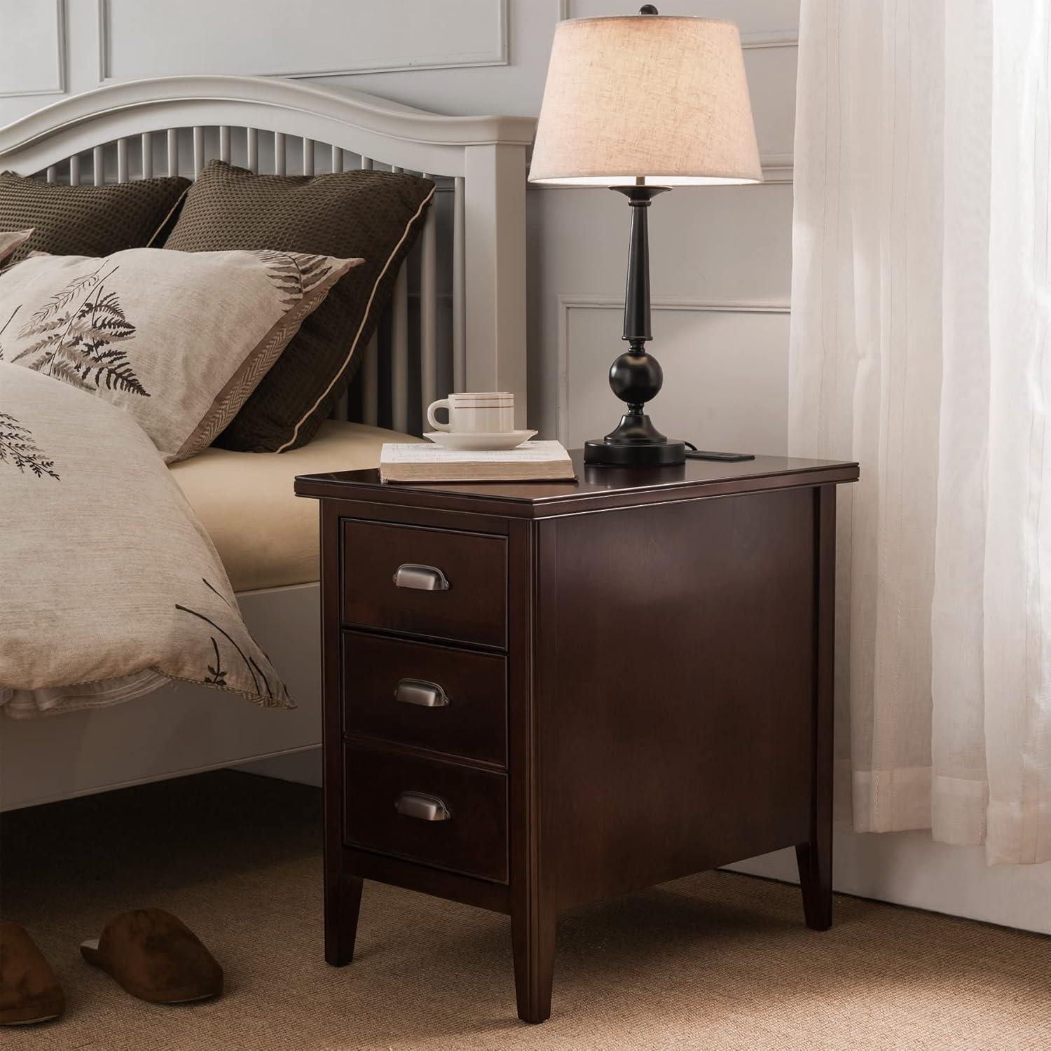 imageLeick Home 10508 Laurent Cabinet End Table with Top Drawer Door and 2plug ACUSB Outlet Chocolate Cherry
