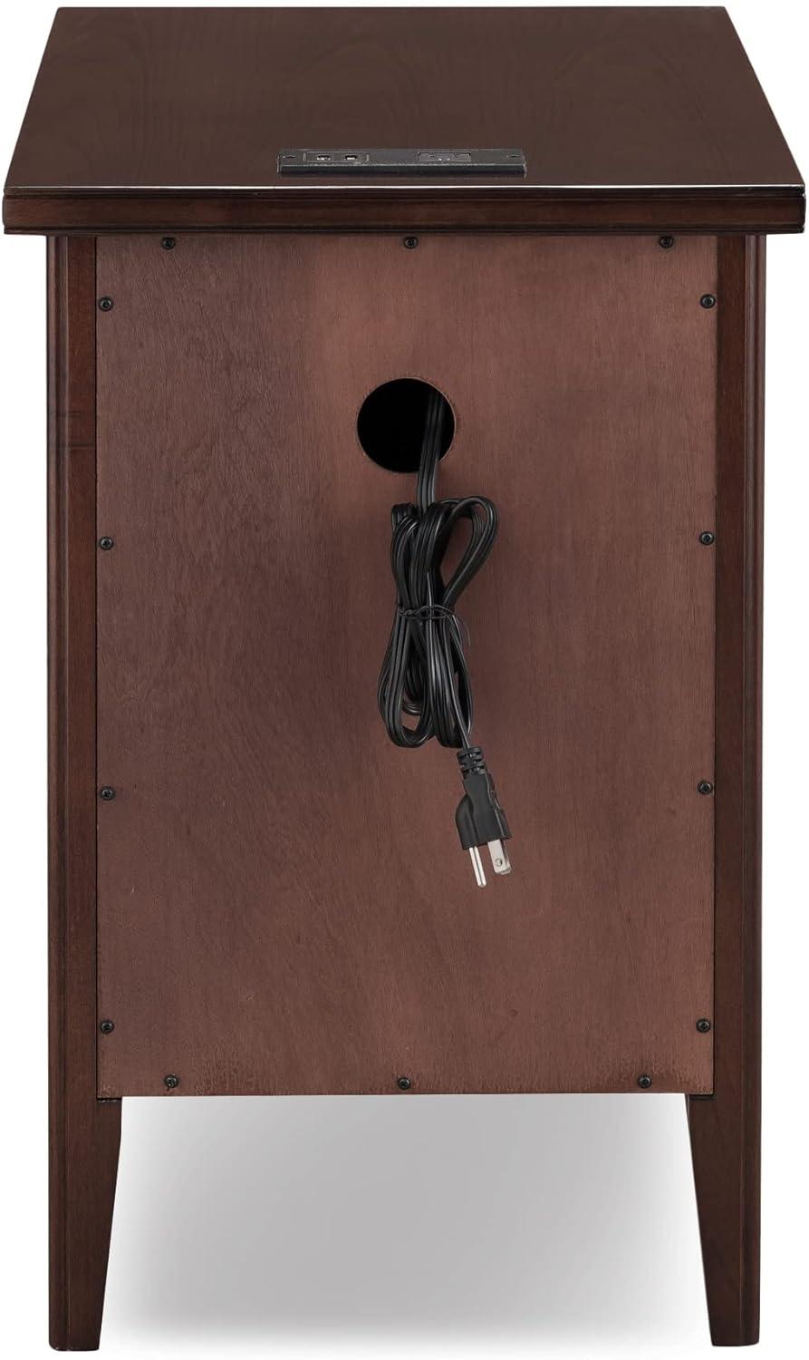 imageLeick Home 10508 Laurent Cabinet End Table with Top Drawer Door and 2plug ACUSB Outlet Chocolate Cherry