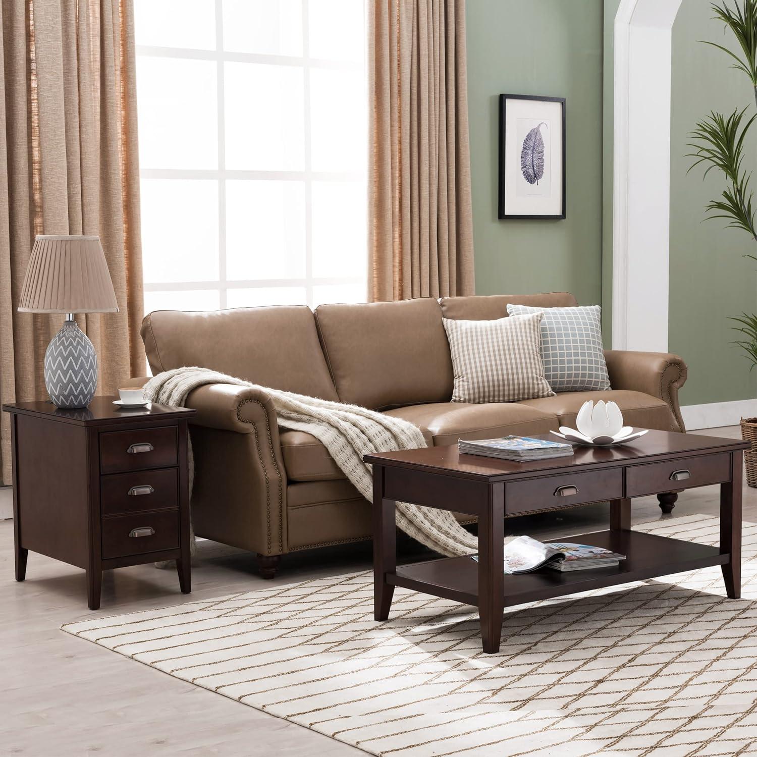 imageLeick Home 10508 Laurent Cabinet End Table with Top Drawer Door and 2plug ACUSB Outlet Chocolate Cherry