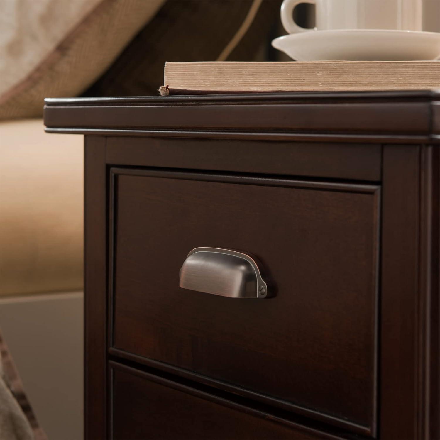 imageLeick Home 10508 Laurent Cabinet End Table with Top Drawer Door and 2plug ACUSB Outlet Chocolate Cherry