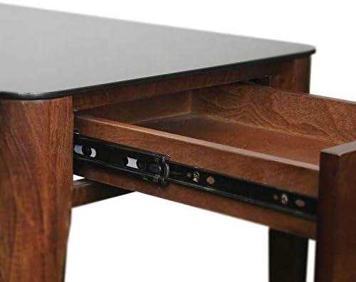 imageLeick Home 11132GR Obsidian Black Glass Top Hall Console with Shelf GrayChestnut