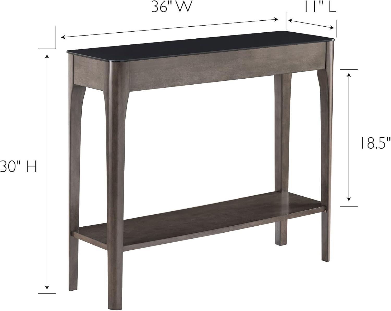 imageLeick Home 11132GR Obsidian Black Glass Top Hall Console with Shelf GrayGrey