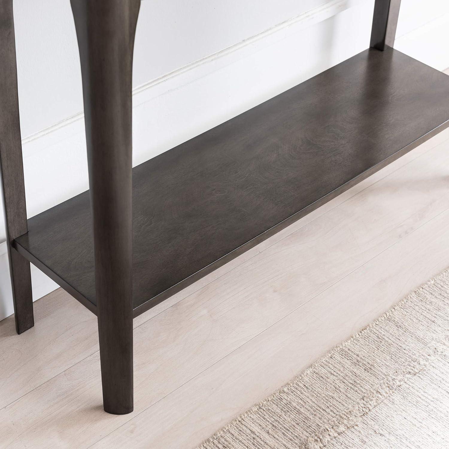imageLeick Home 11132GR Obsidian Black Glass Top Hall Console with Shelf GrayGrey