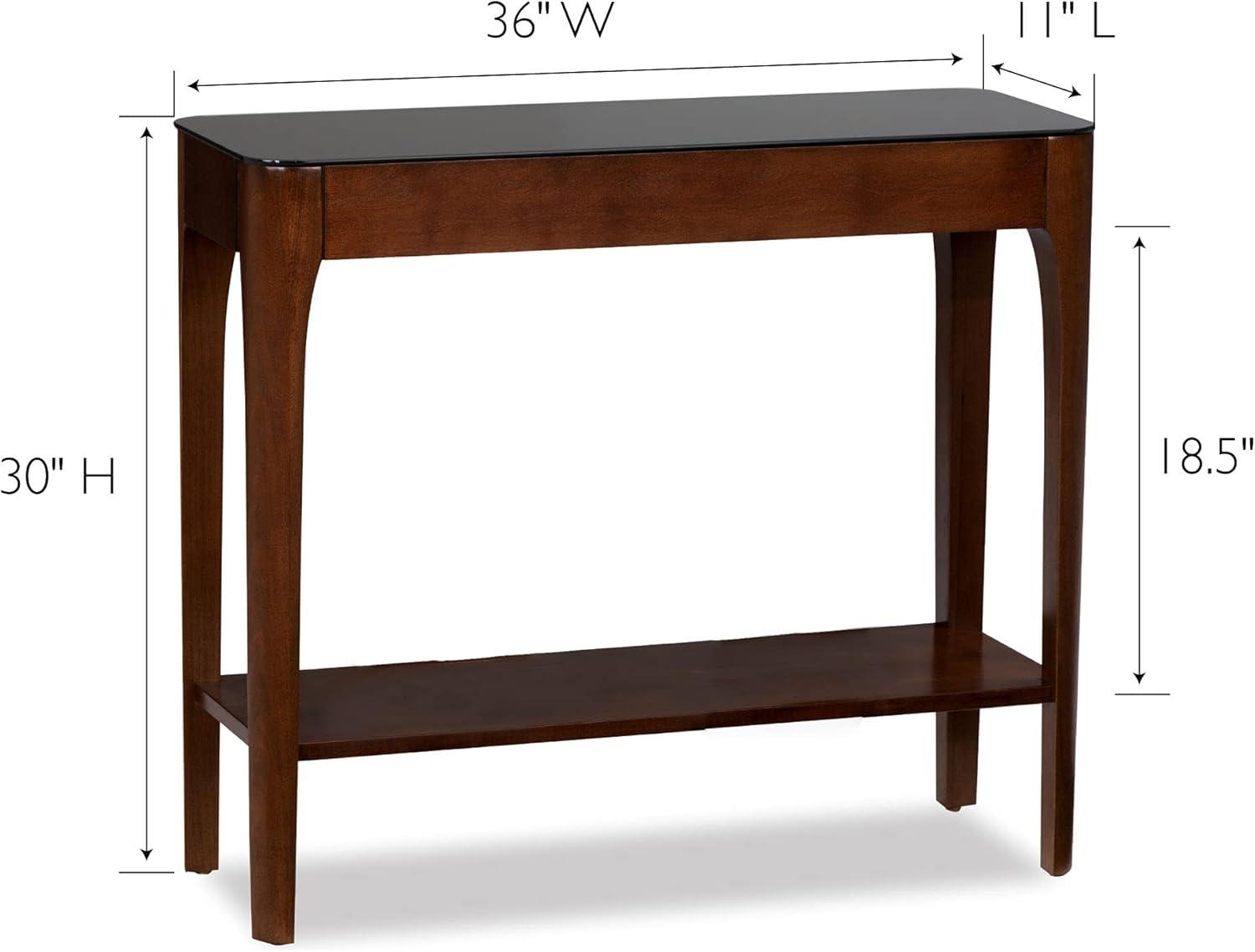 imageLeick Home 11132GR Obsidian Black Glass Top Hall Console with Shelf GrayGrey