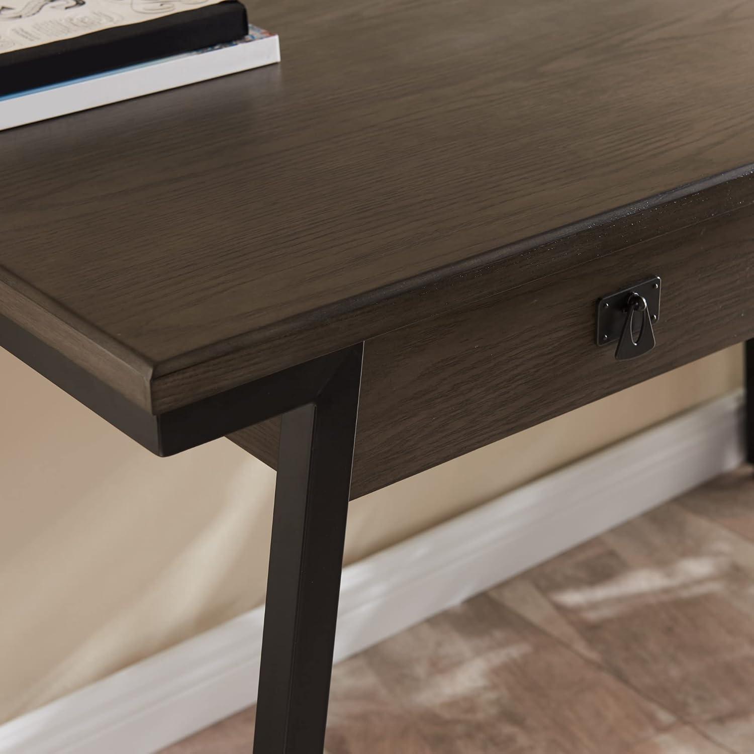 imageLeick Home 11400GR Empiria Mixed Metal and Wood Computer Desk GrayMatte BlackGrey