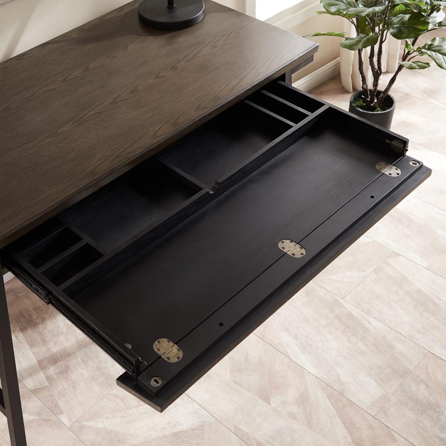 imageLeick Home 11400GR Empiria Mixed Metal and Wood Computer Desk GrayMatte BlackGrey