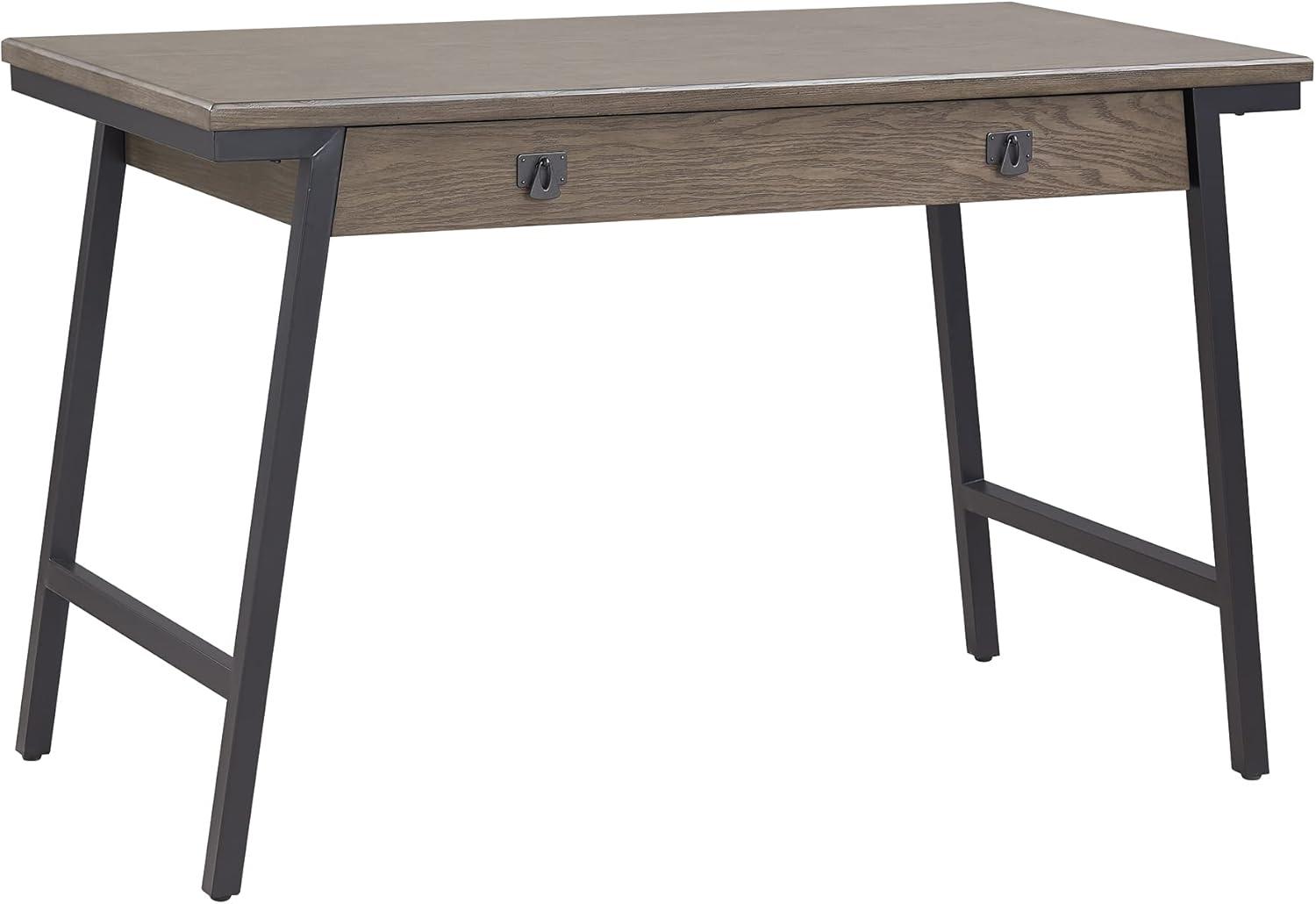 imageLeick Home 11400GR Empiria Mixed Metal and Wood Computer Desk GrayMatte BlackGrey