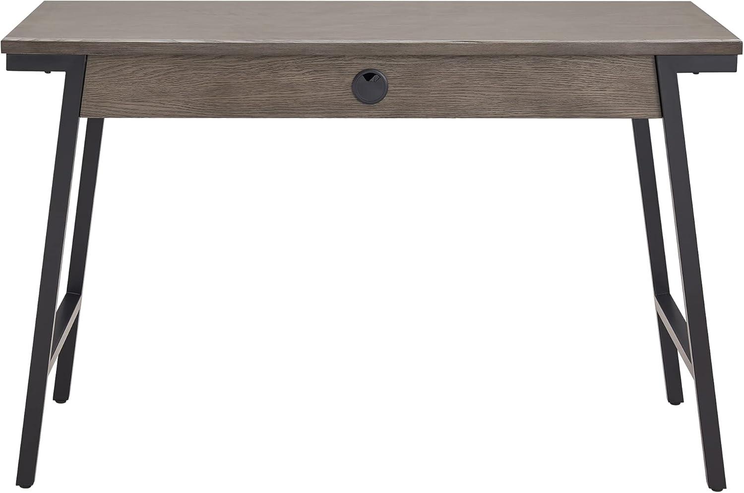 imageLeick Home 11400GR Empiria Mixed Metal and Wood Computer Desk GrayMatte BlackGrey