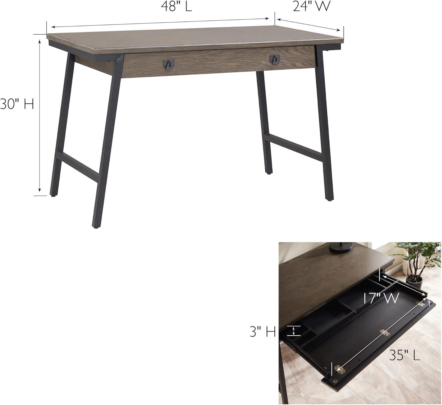 imageLeick Home 11400GR Empiria Mixed Metal and Wood Computer Desk GrayMatte BlackGrey