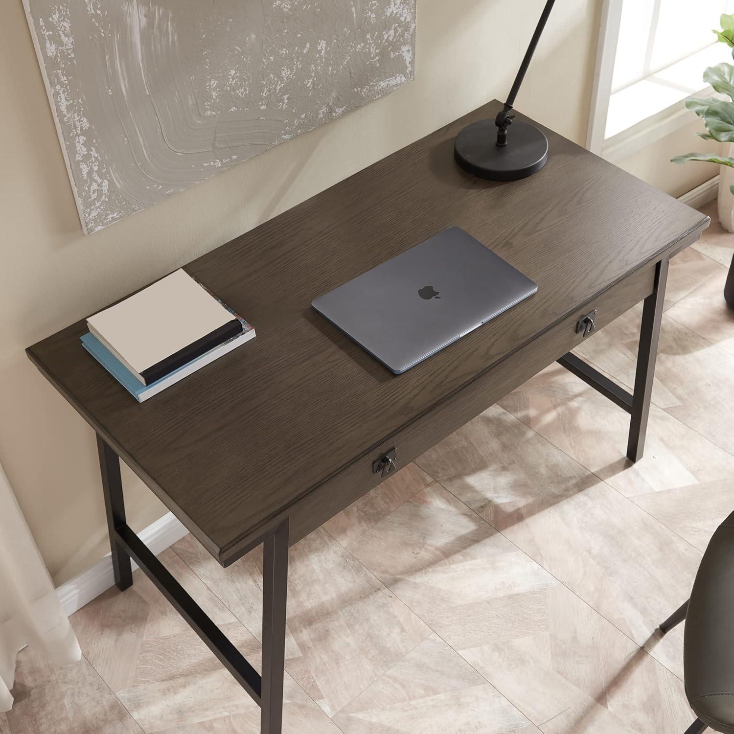 imageLeick Home 11400GR Empiria Mixed Metal and Wood Computer Desk GrayMatte BlackGrey