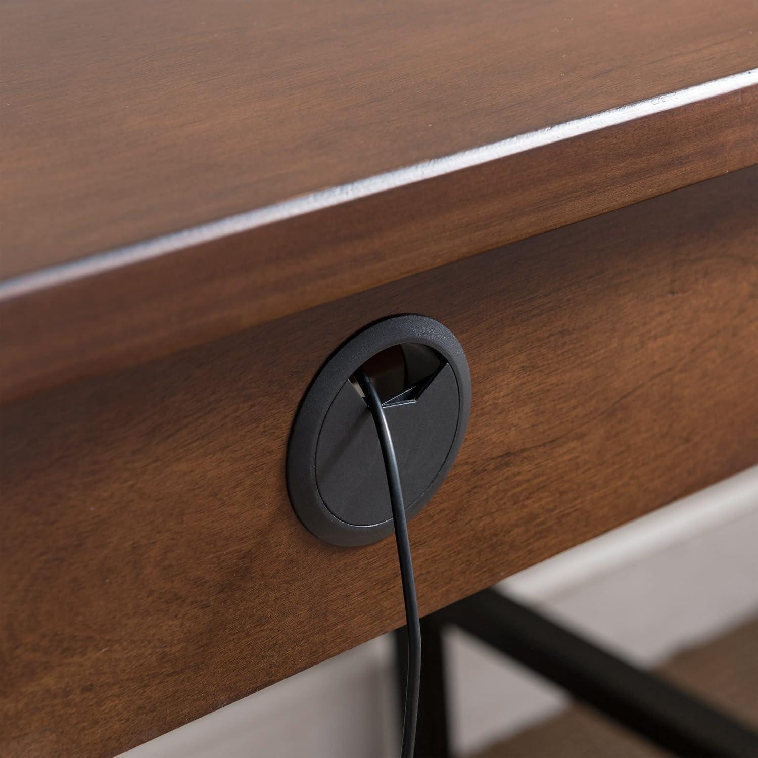 imageLeick Home 11400GR Empiria Mixed Metal and Wood Computer Desk GrayMatte BlackWalnut and Foundry Bronze