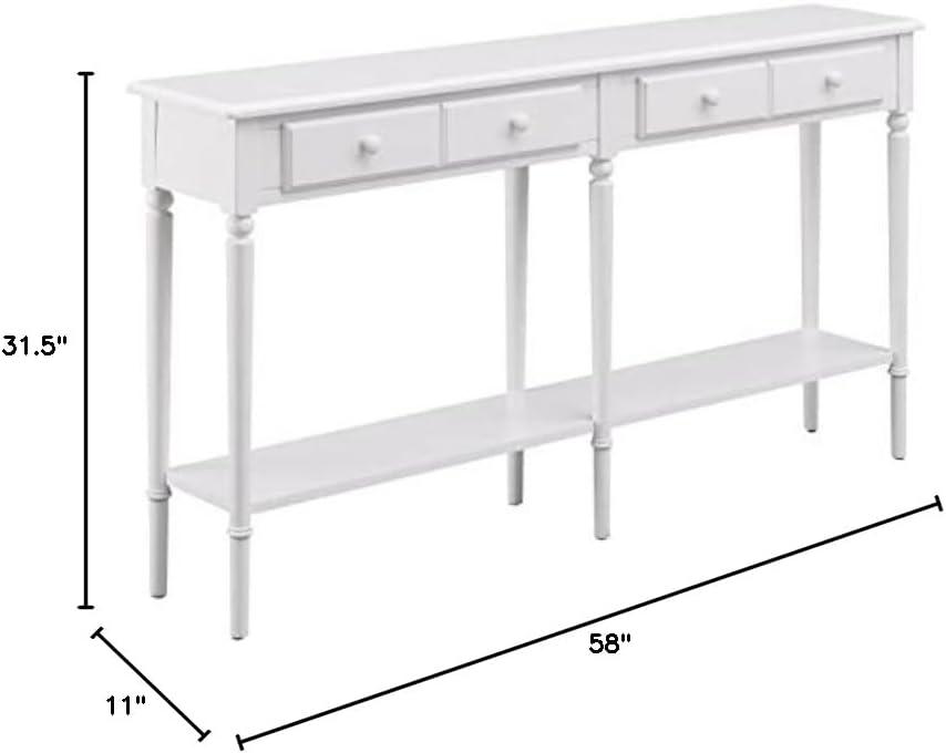 imageLeick Home 20028WT Coastal Two Drawer Double Hall Console Sofa Table with Shelf Orchid WhiteOrchid White