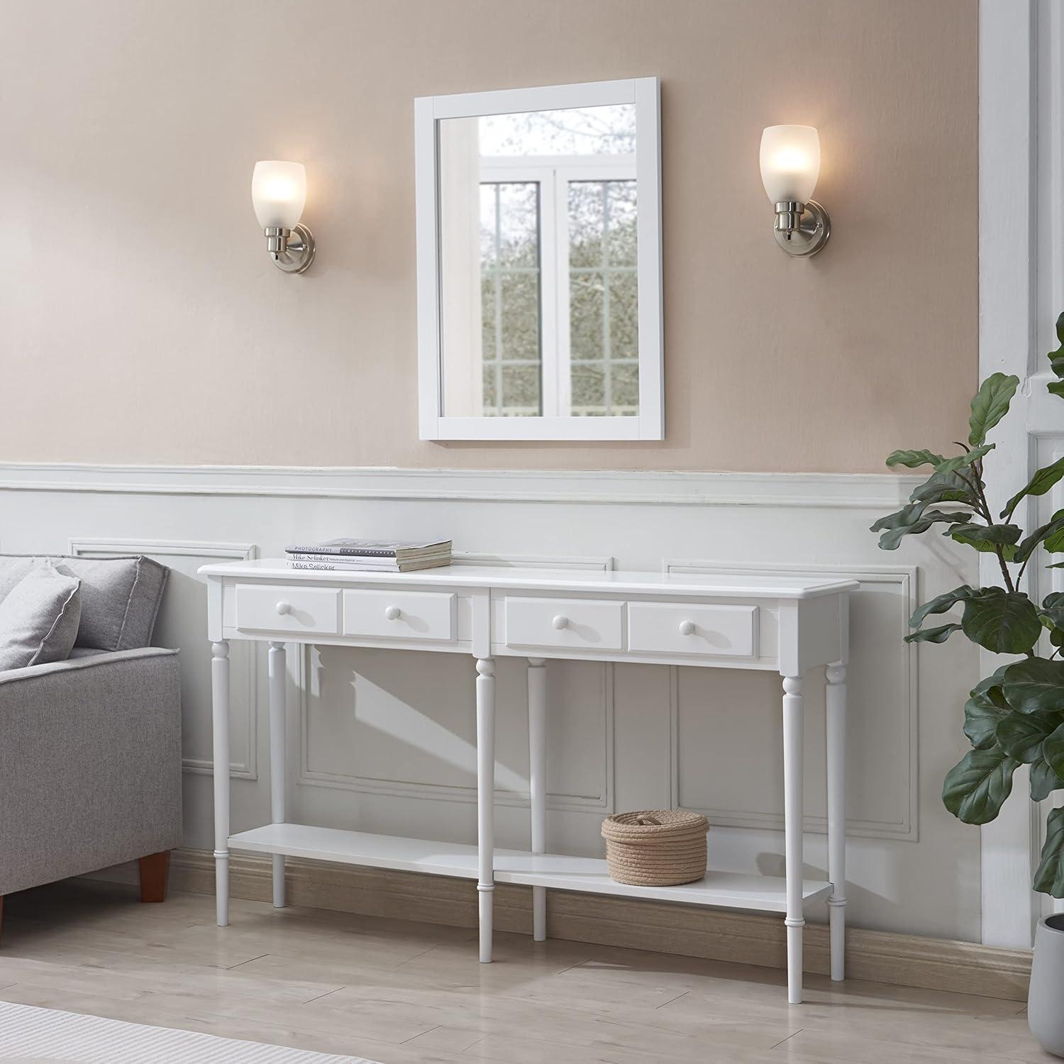 imageLeick Home 20028WT Coastal Two Drawer Double Hall Console Sofa Table with Shelf Orchid WhiteOrchid White