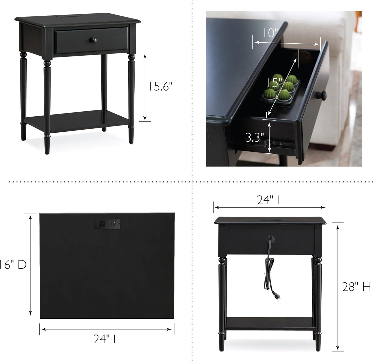 imageLeick Home 20028WT Coastal Two Drawer Double Hall Console Sofa Table with Shelf Orchid WhiteSwan Black