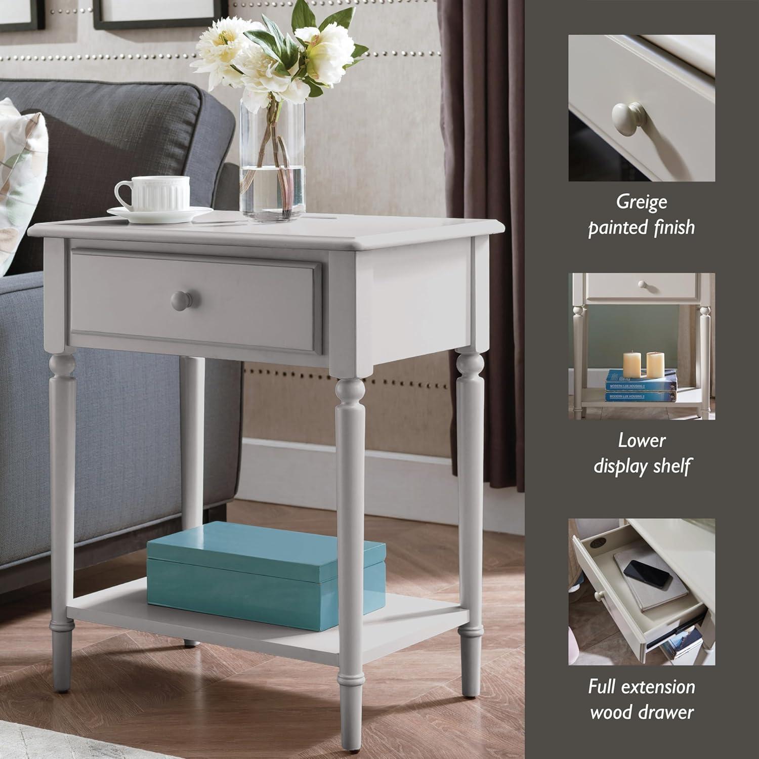 imageLeick Home 214445 Coastal Nightstand One Drawer Side Table with USBC Fast Charging Station ACUSB Charger and Shelf 2Pack Swan BlackGreige