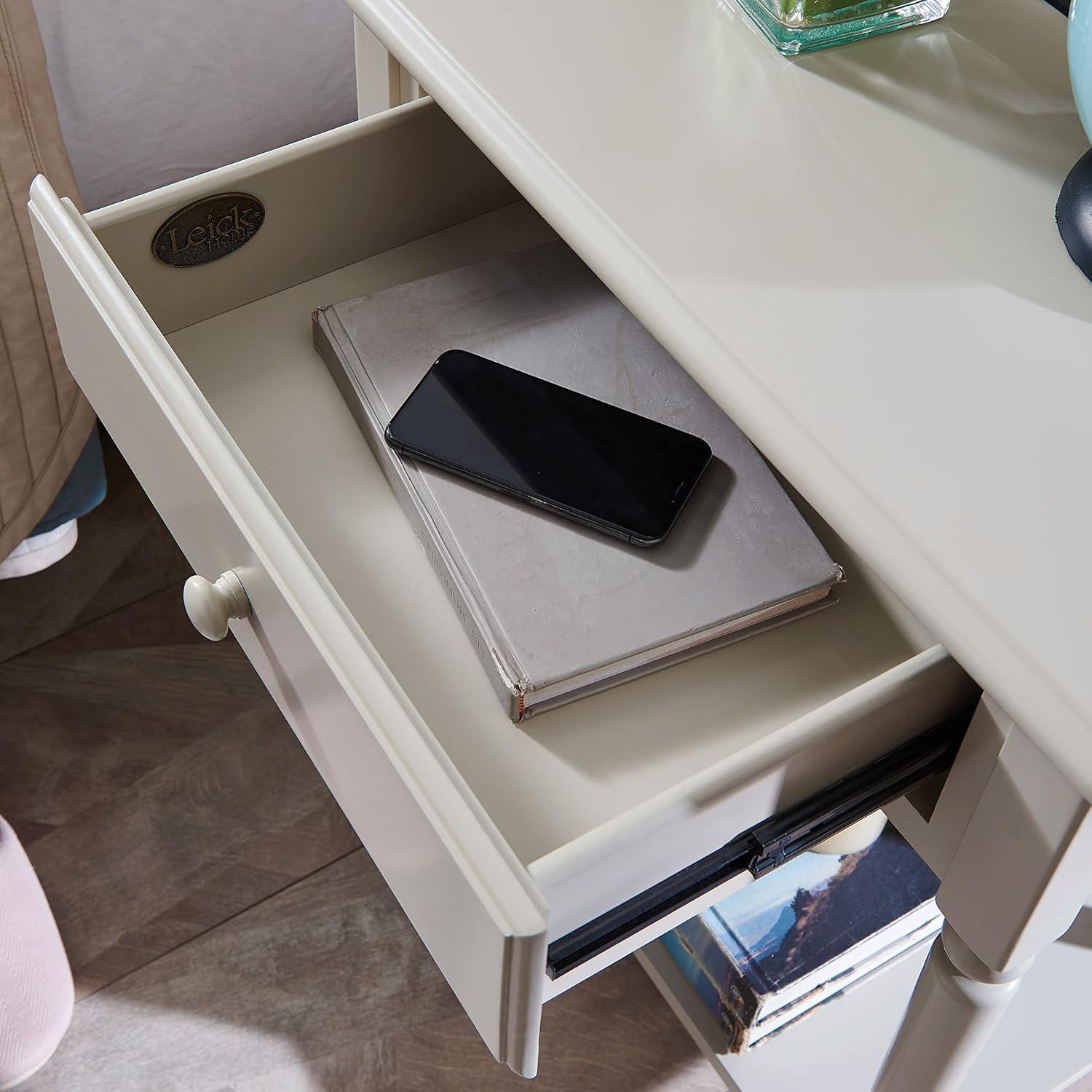 imageLeick Home 214445 Coastal Nightstand One Drawer Side Table with USBC Fast Charging Station ACUSB Charger and Shelf 2Pack Swan BlackGreige