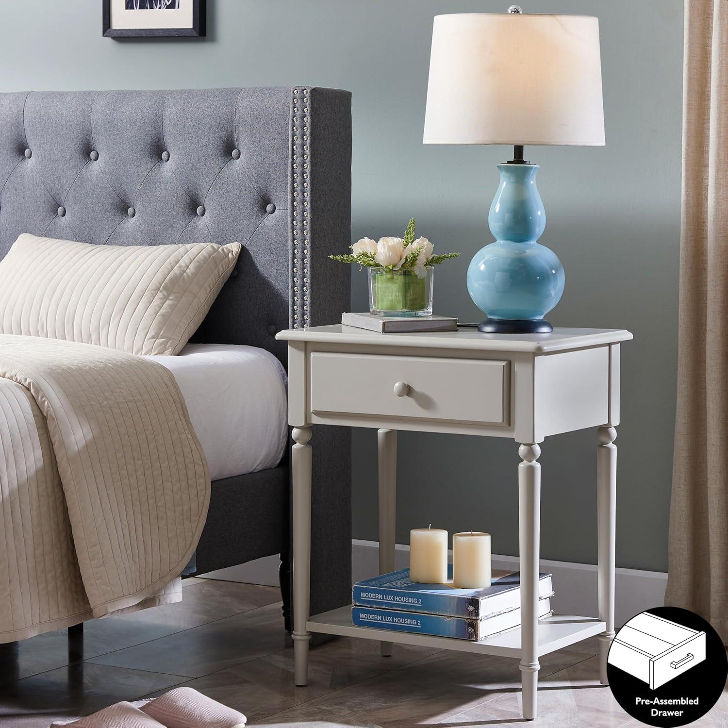 imageLeick Home 214445 Coastal Nightstand One Drawer Side Table with USBC Fast Charging Station ACUSB Charger and Shelf 2Pack Swan BlackGreige