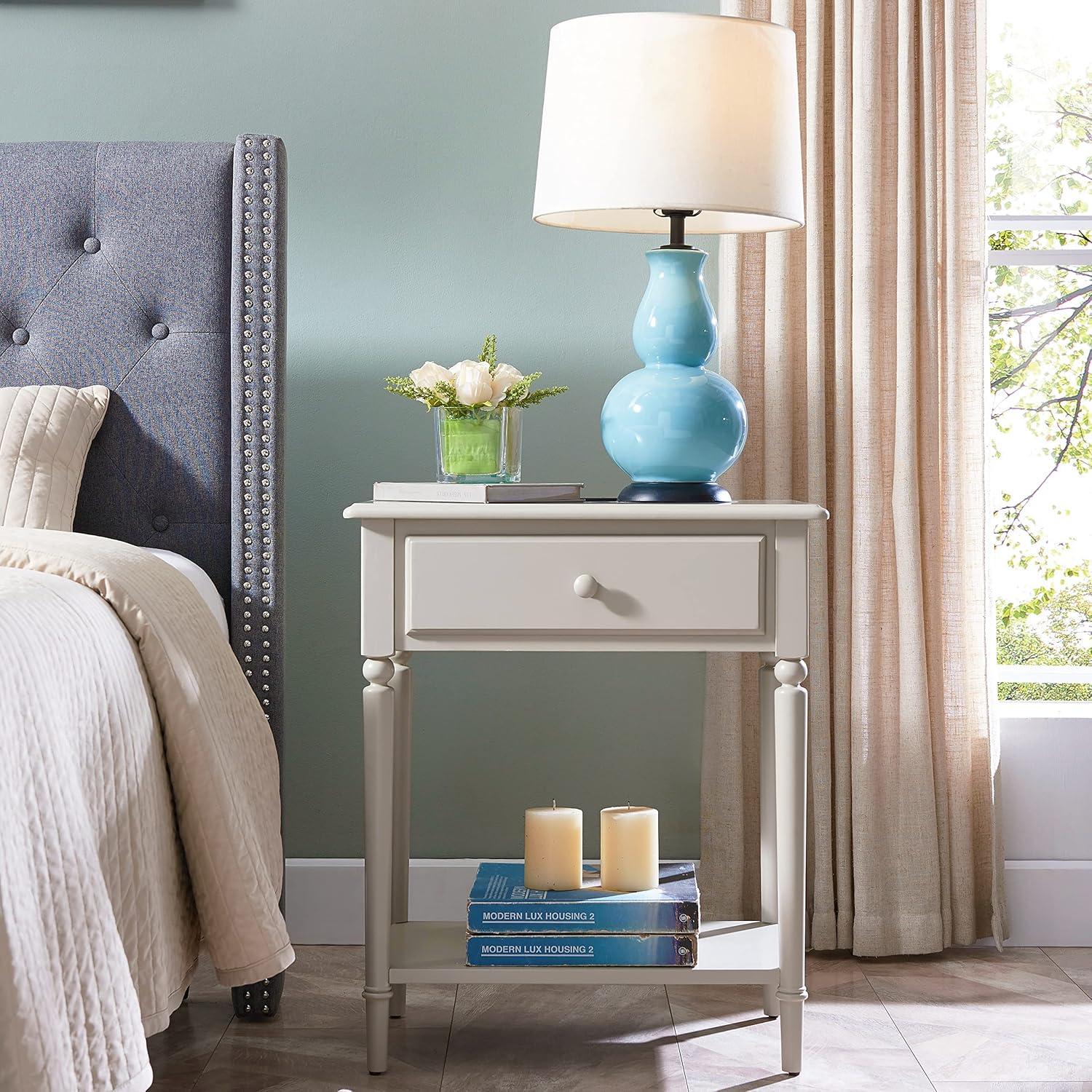 imageLeick Home 214445 Coastal Nightstand One Drawer Side Table with USBC Fast Charging Station ACUSB Charger and Shelf 2Pack Swan BlackGreige