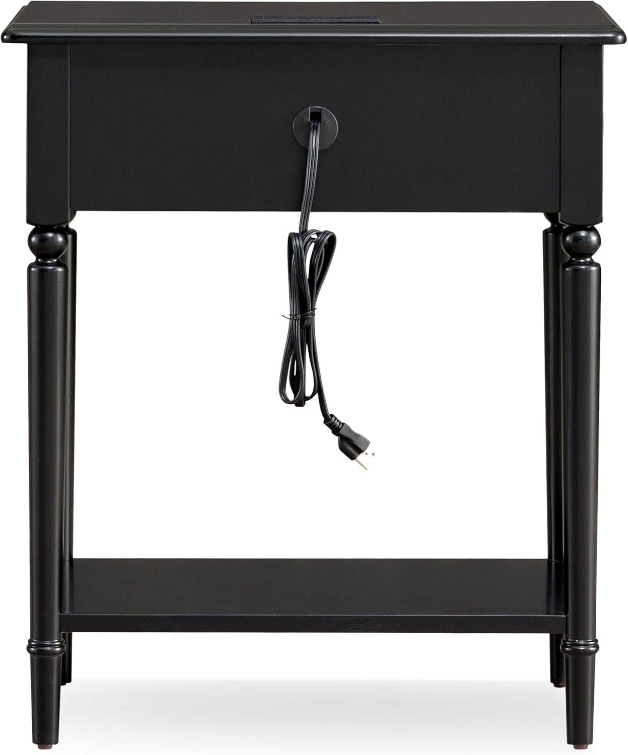 imageLeick Home 214445 Coastal Nightstand One Drawer Side Table with USBC Fast Charging Station ACUSB Charger and Shelf 2Pack Swan BlackSwan Black
