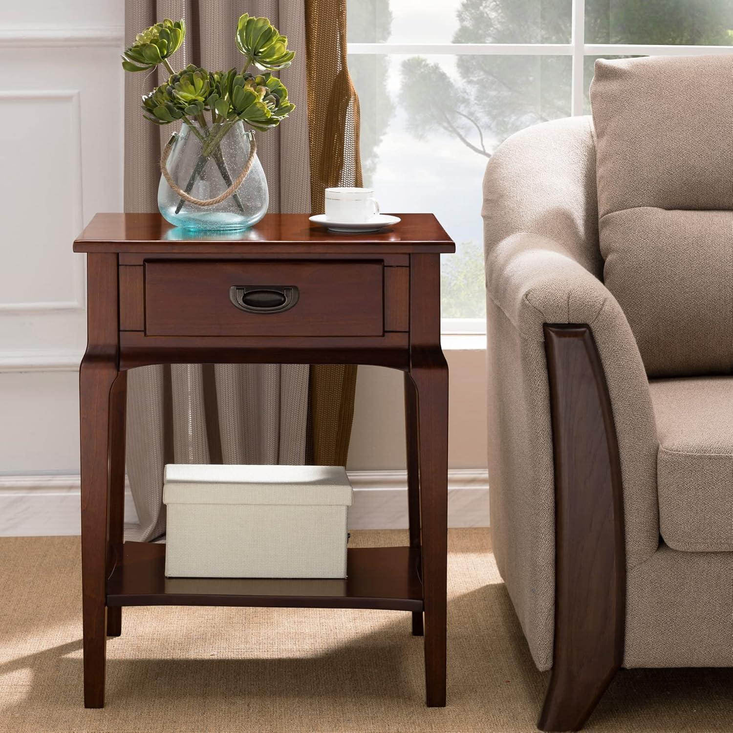 imageLeick Home 22022 Stratus One Drawer Nightstand with Shelf Heartwood Cherry