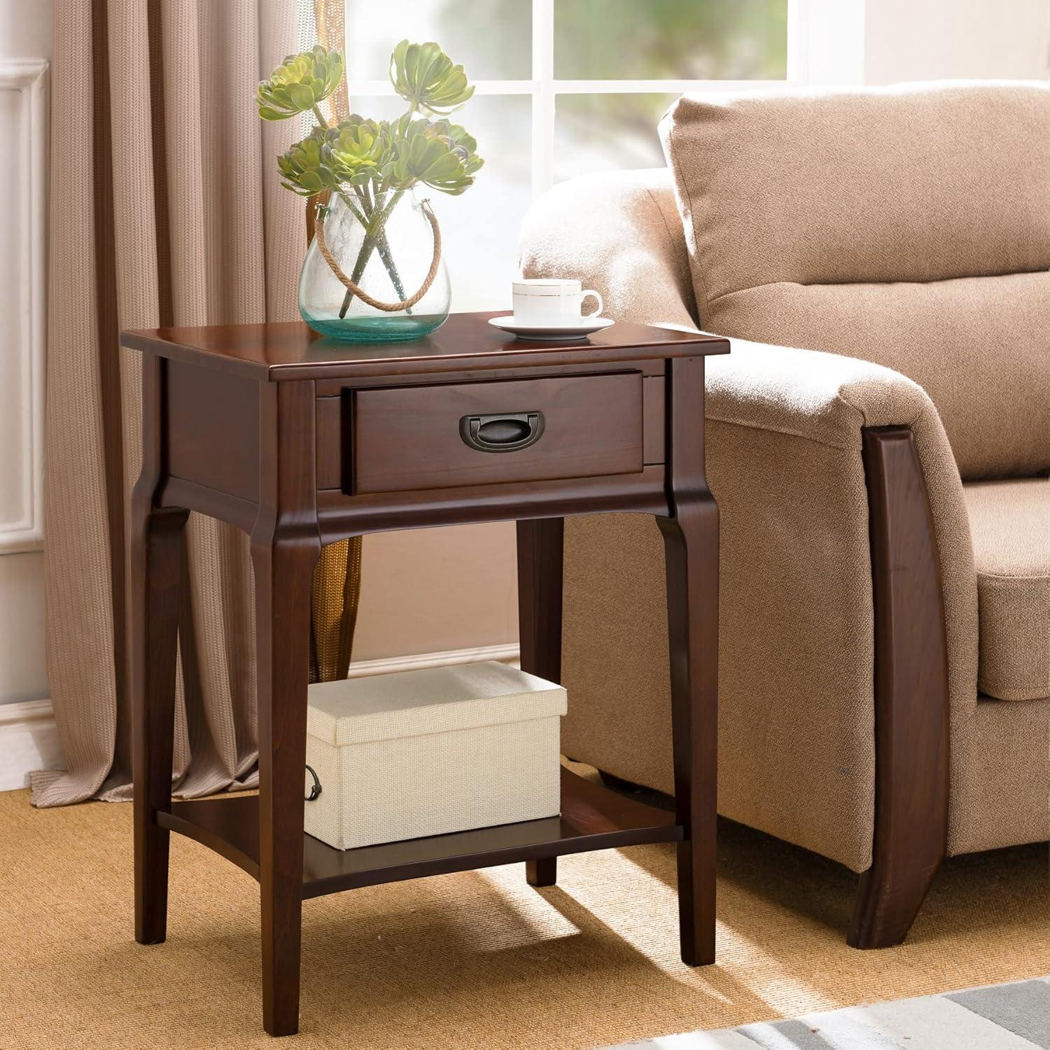 imageLeick Home 22022 Stratus One Drawer Nightstand with Shelf Heartwood Cherry