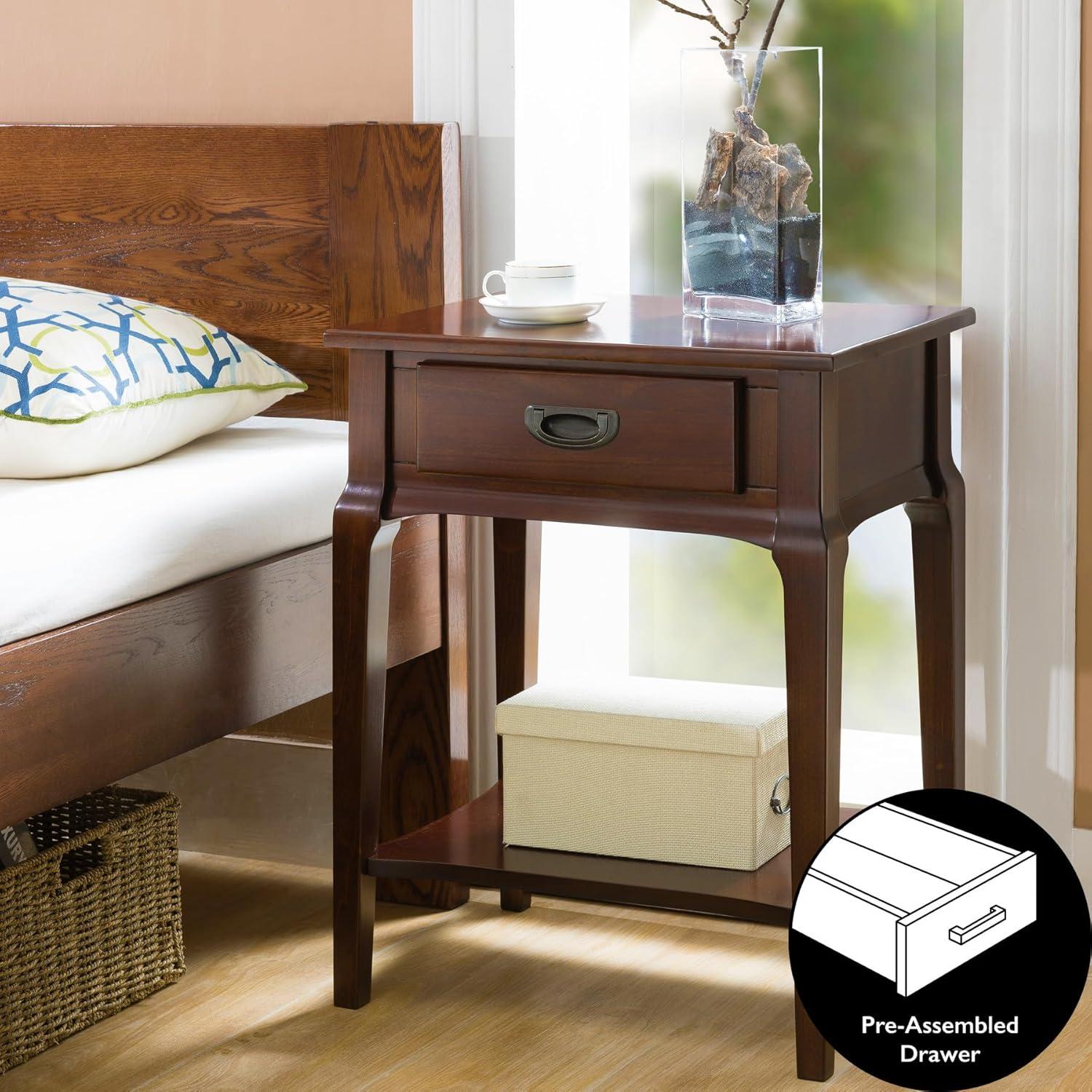 imageLeick Home 22022 Stratus One Drawer Nightstand with Shelf Heartwood Cherry