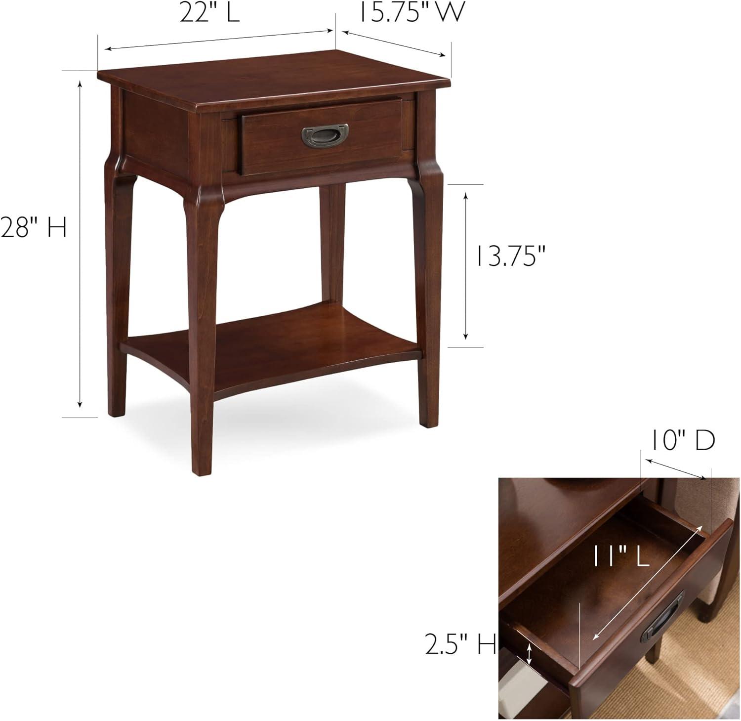 imageLeick Home 22022 Stratus One Drawer Nightstand with Shelf Heartwood Cherry