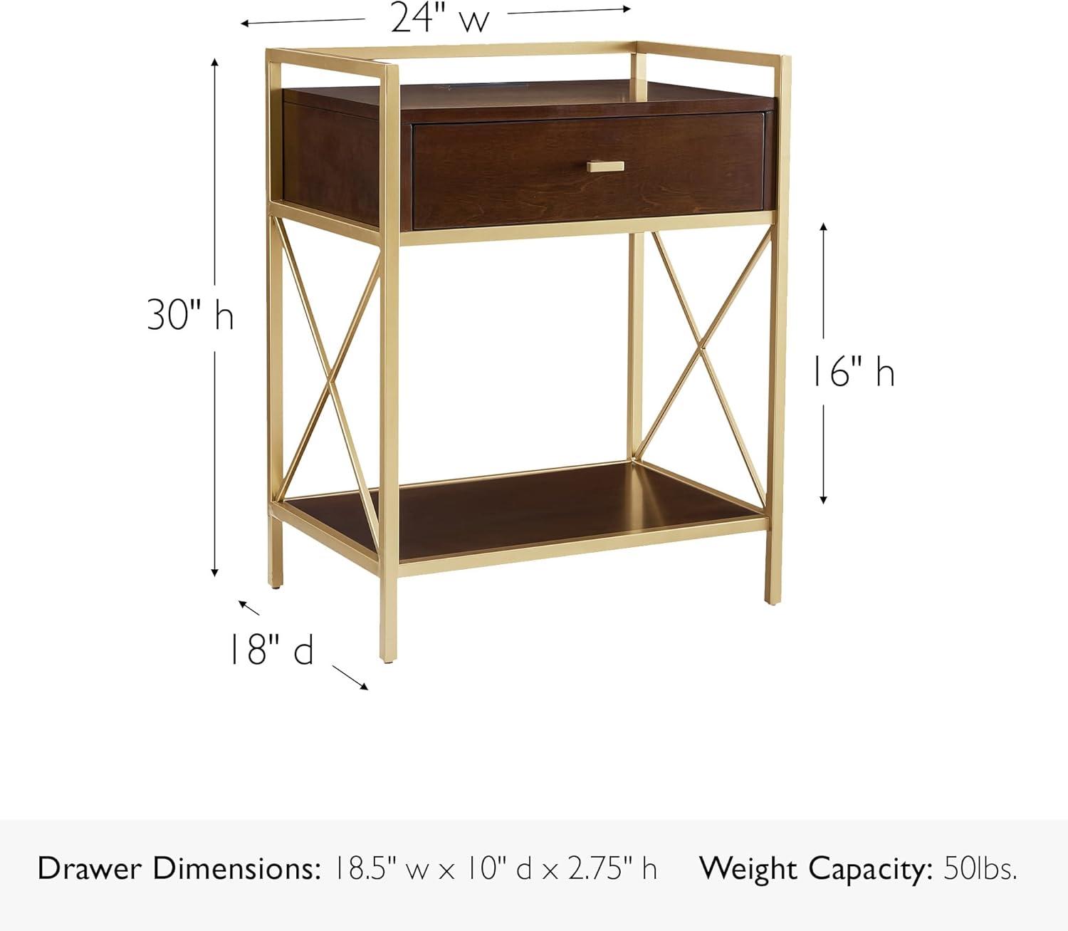 imageLeick Home 24022 Beckett Nightstand Side Table One Drawer Rustic USBC Fast Charging Station AC and USB Charging Port Integrated Durable Solid Wood Living Room Bedroom Office AnthracitePewterWalnut