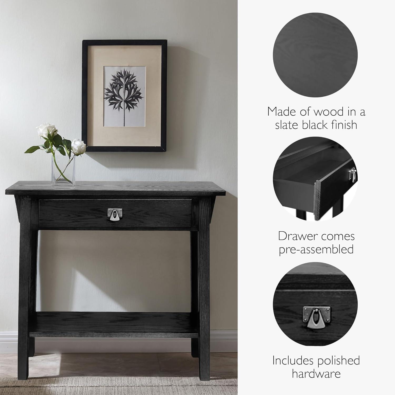 imageLeick Home 24032 Beckett One Drawer Hall Stand with Shelf for Living Room Hallway Entryway AnthracitePewterBlack