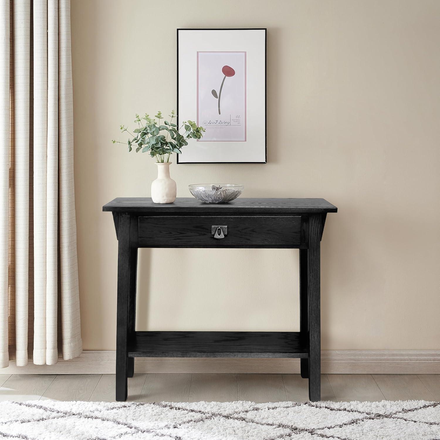 imageLeick Home 24032 Beckett One Drawer Hall Stand with Shelf for Living Room Hallway Entryway AnthracitePewterBlack