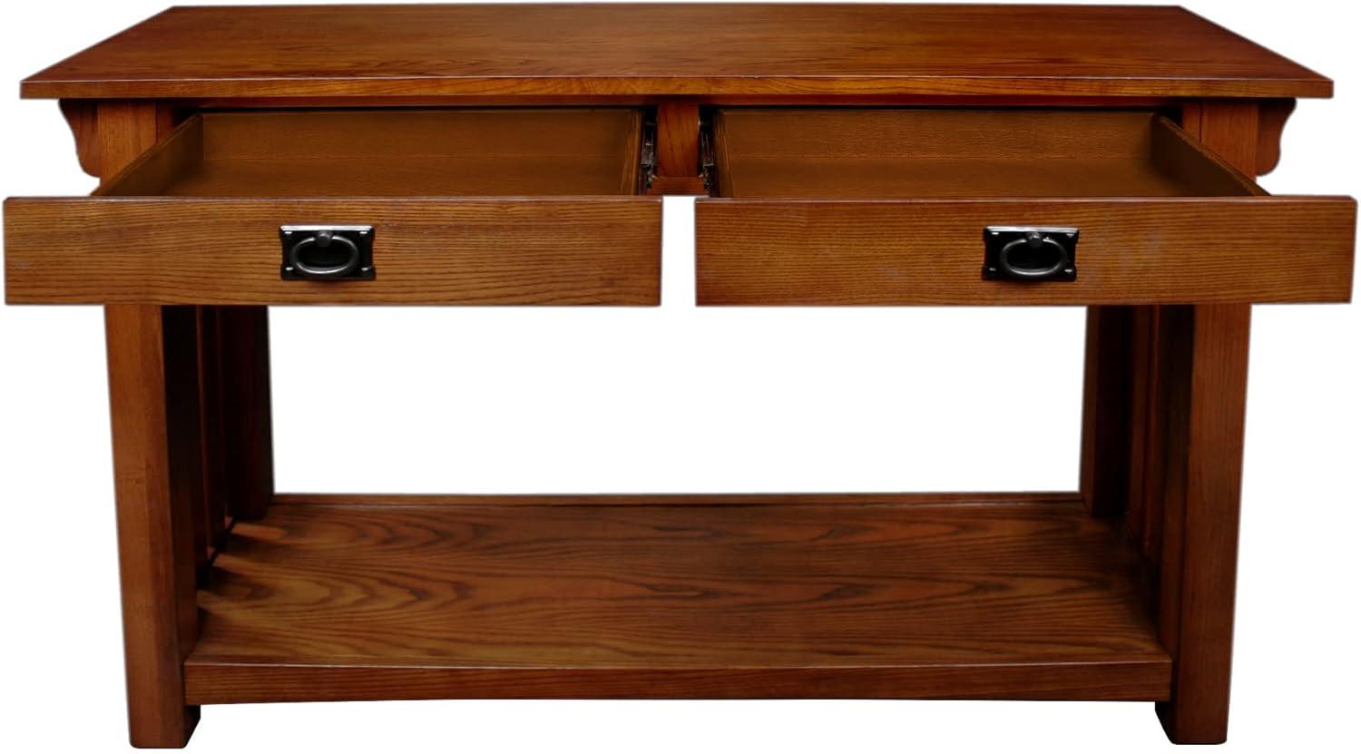 imageLeick Home 24032 Beckett One Drawer Hall Stand with Shelf for Living Room Hallway Entryway AnthracitePewterMedium Oak Blackened