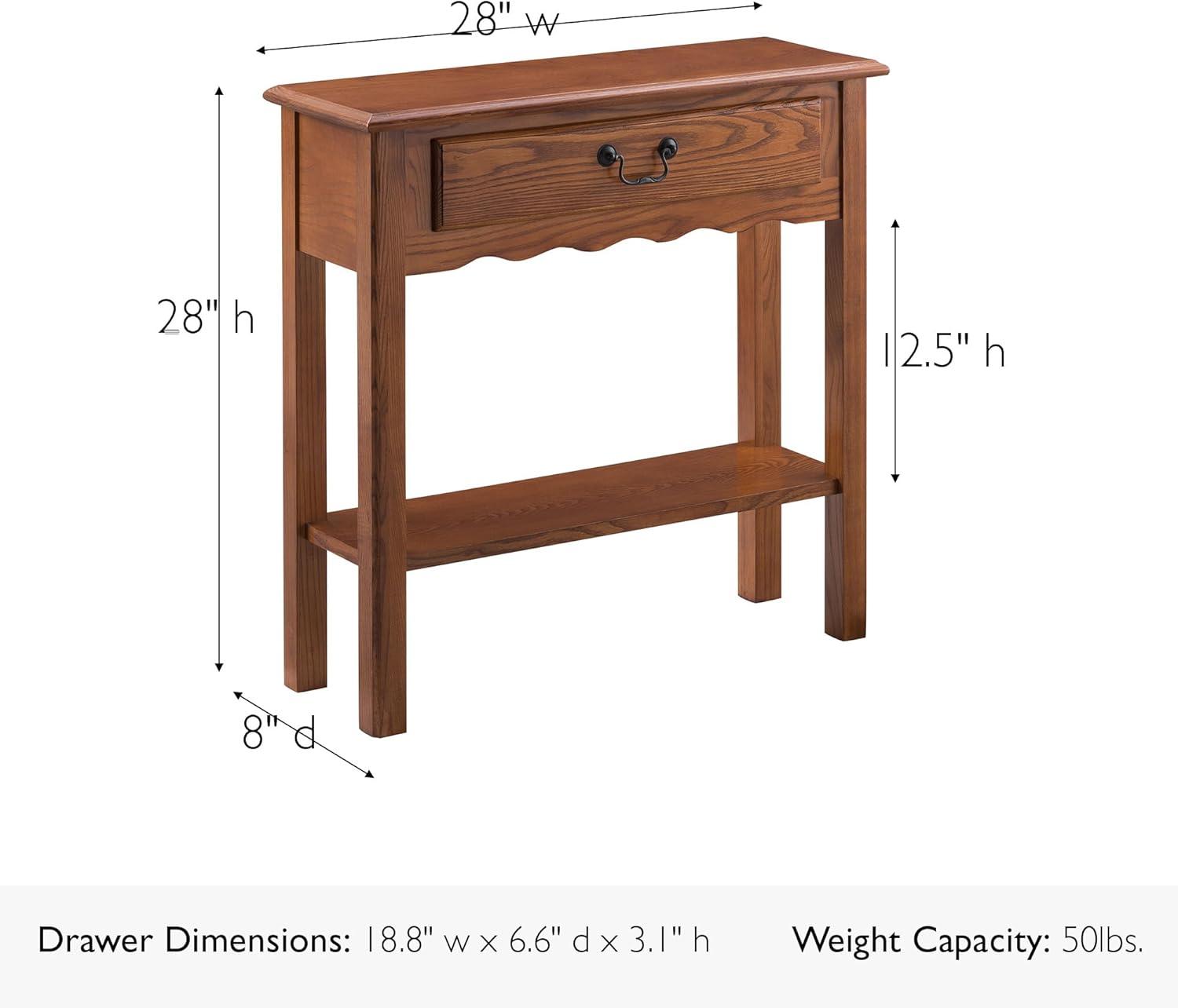 imageLeick Home 24032 Beckett One Drawer Hall Stand with Shelf for Living Room Hallway Entryway AnthracitePewterMedium Oak